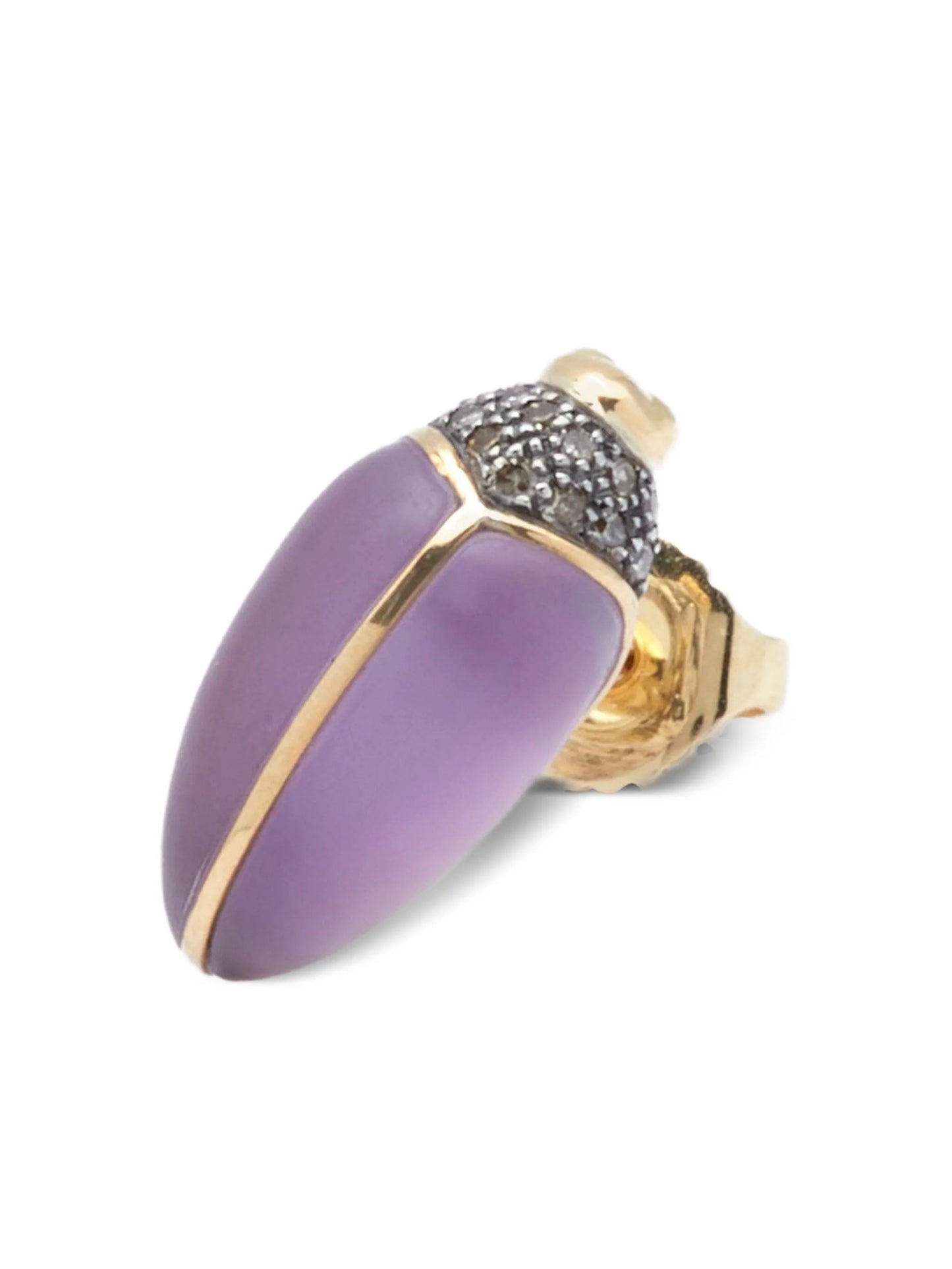 18K yellow gold Mini Scarab diamond and amethyst earrings