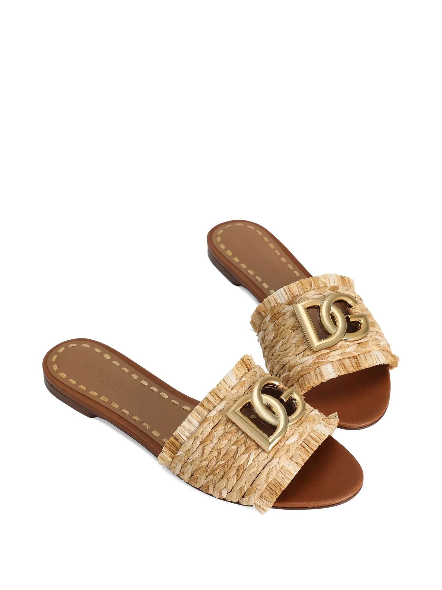 raffia logo flat sandals