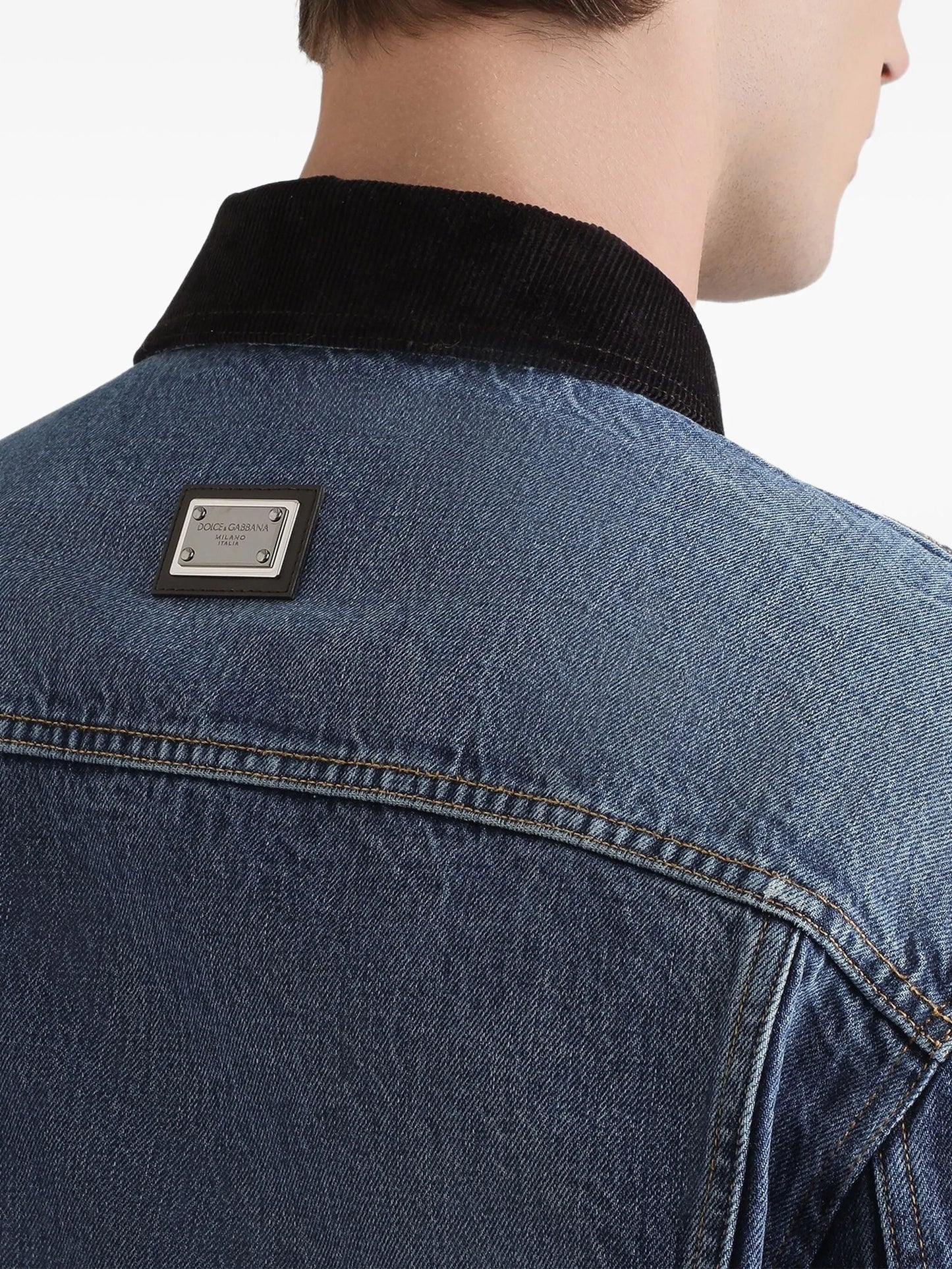 corduroy-collar denim jacket