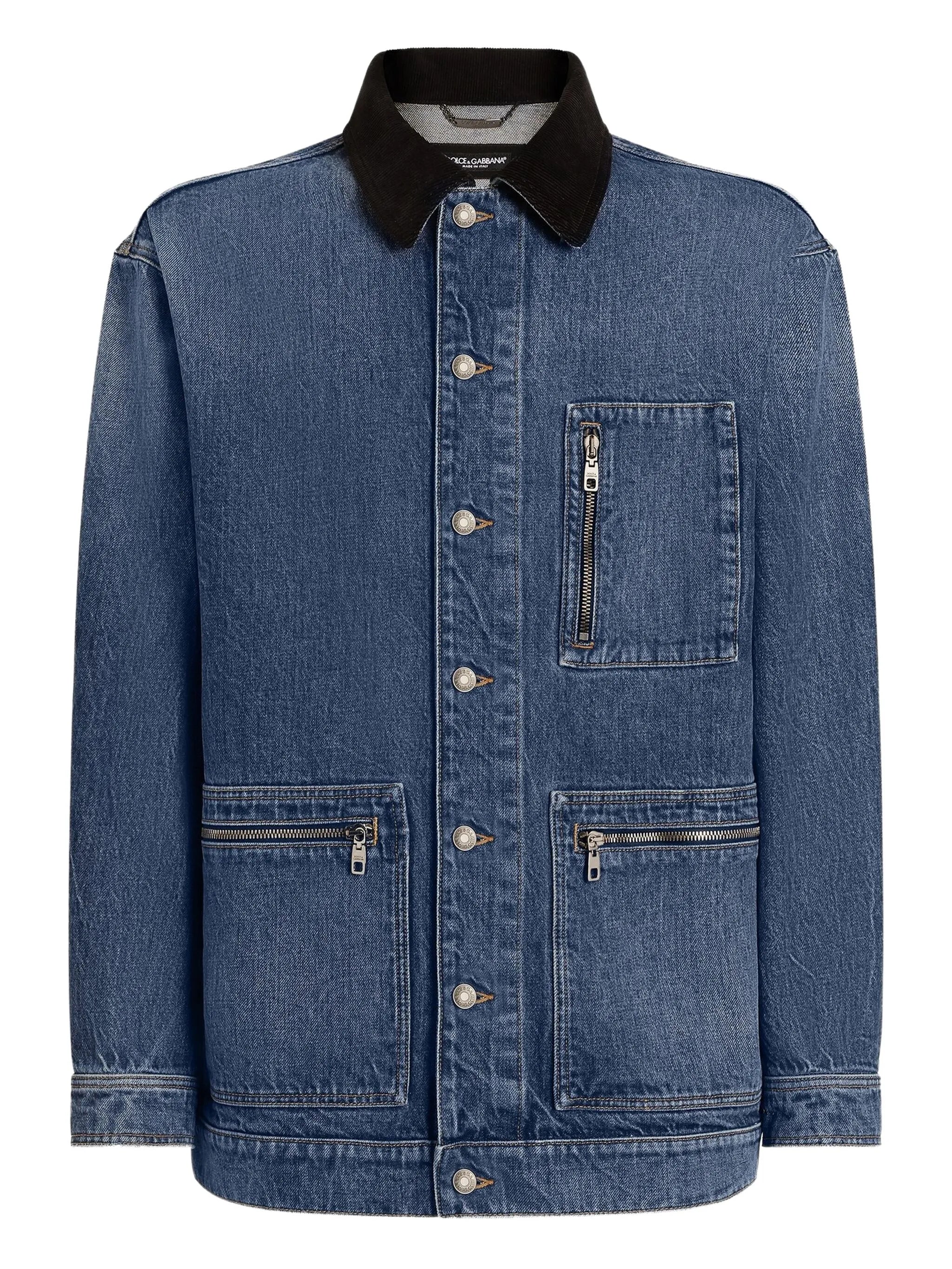corduroy-collar denim jacket