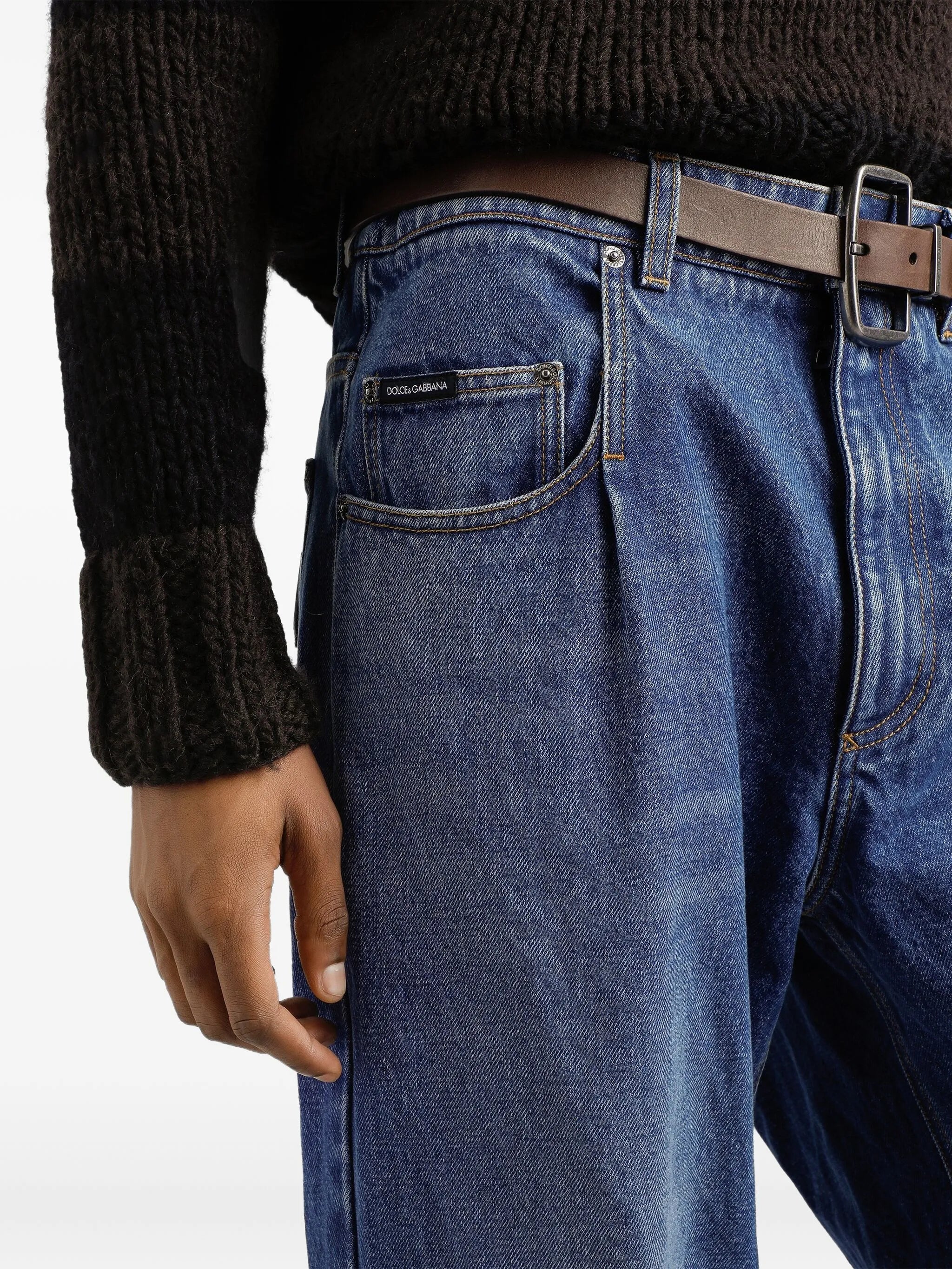 logo-plaque cotton jeans