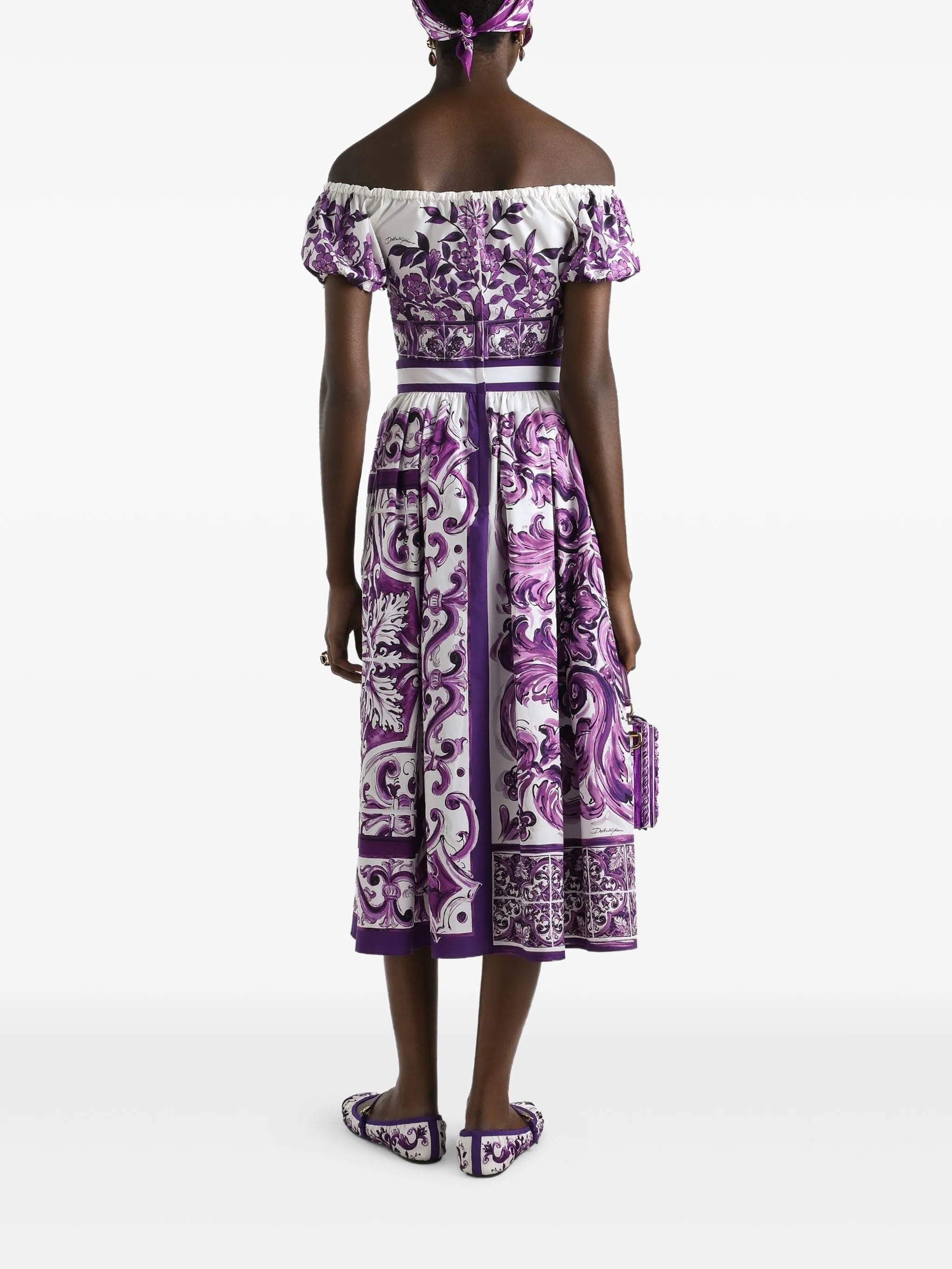 Majolica-print midi skirt