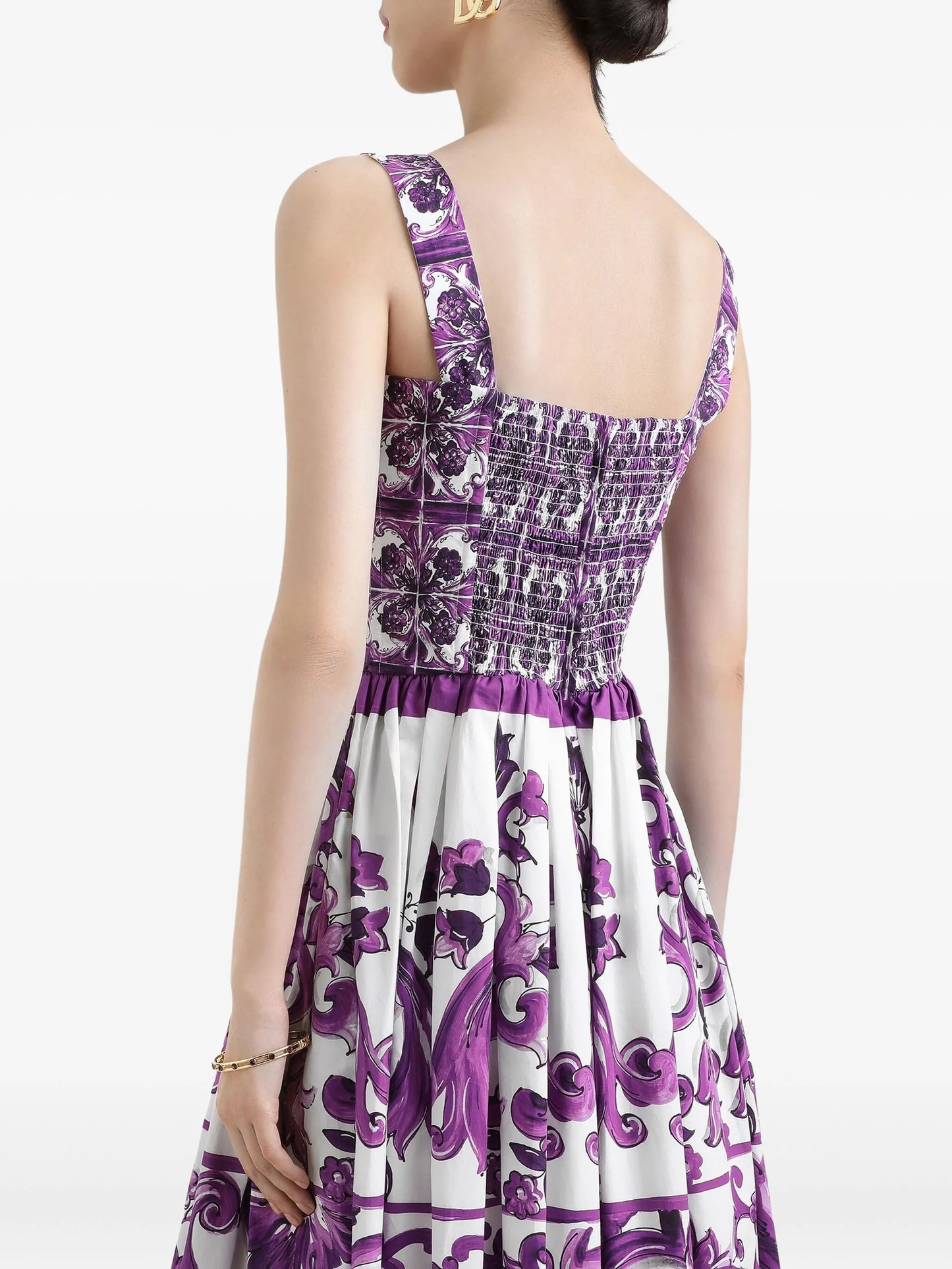 Majolica-print midi dress