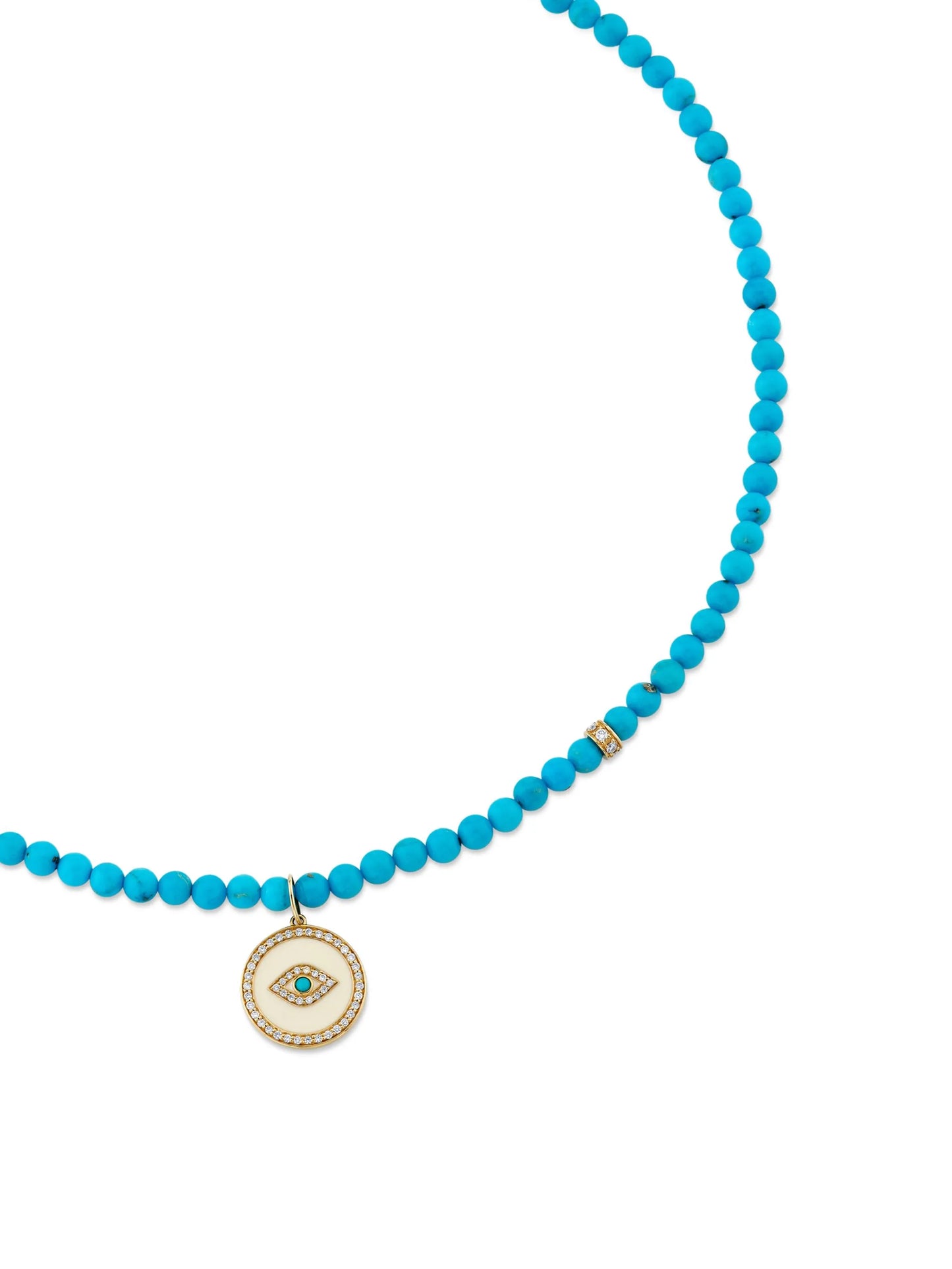 14CT yellow gold Evil Eye diamond and turquoise necklace