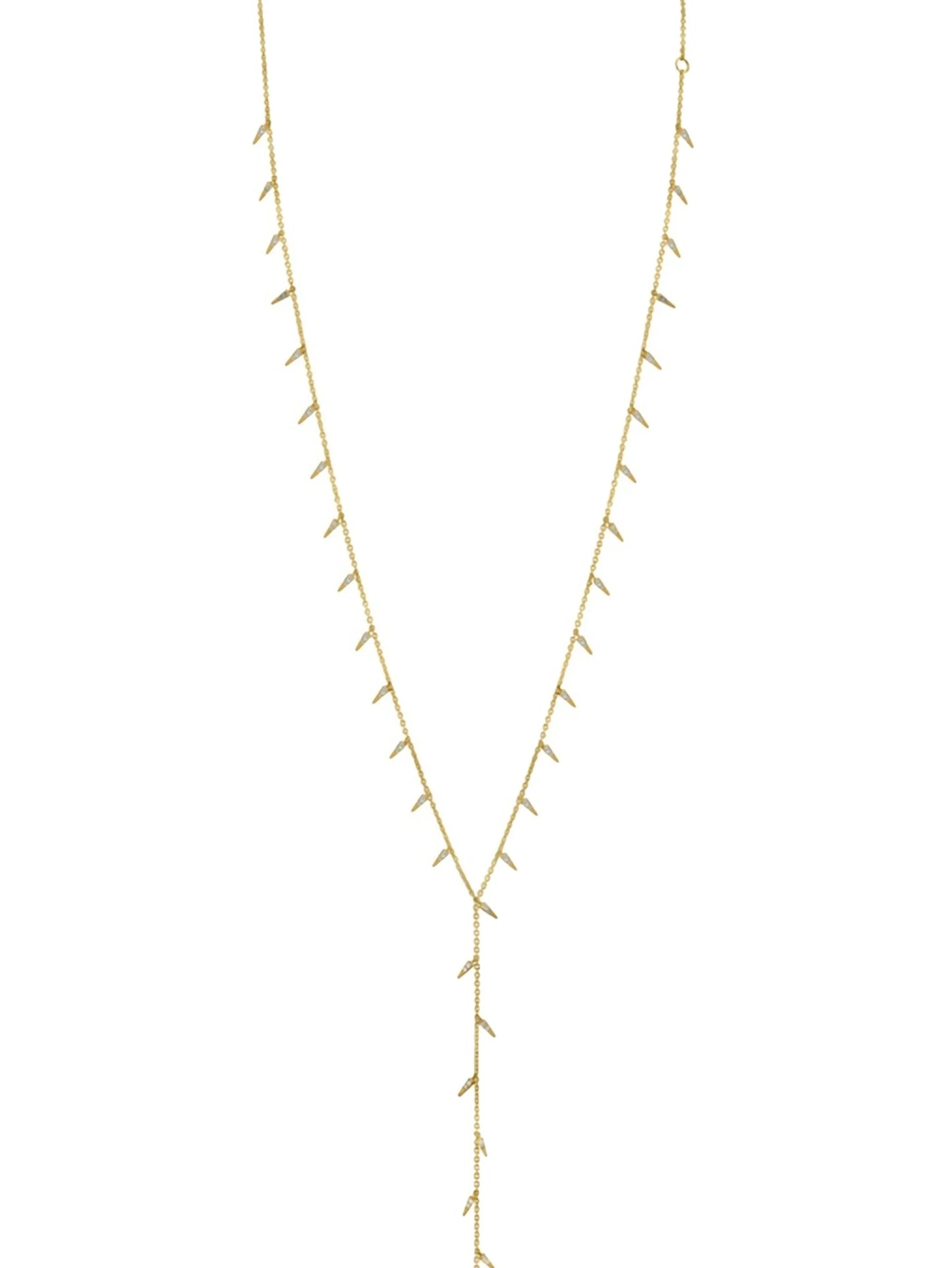 14K yellow gold fringe lariat necklace