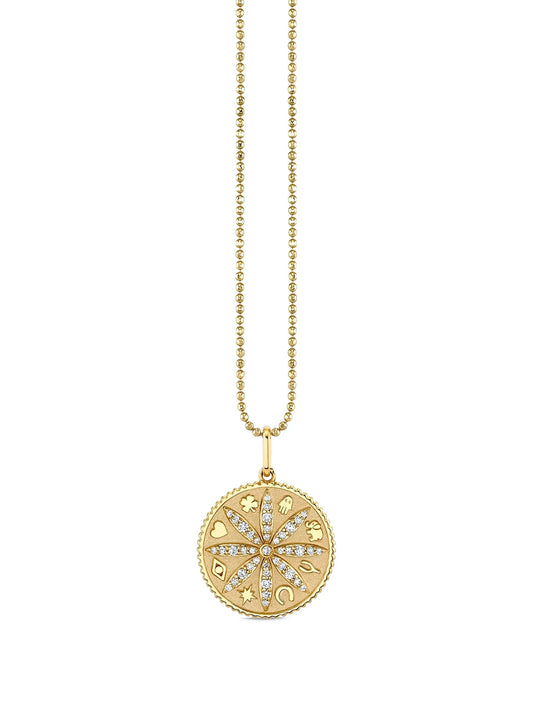 14K yellow gold small Sand Dollar diamond necklace