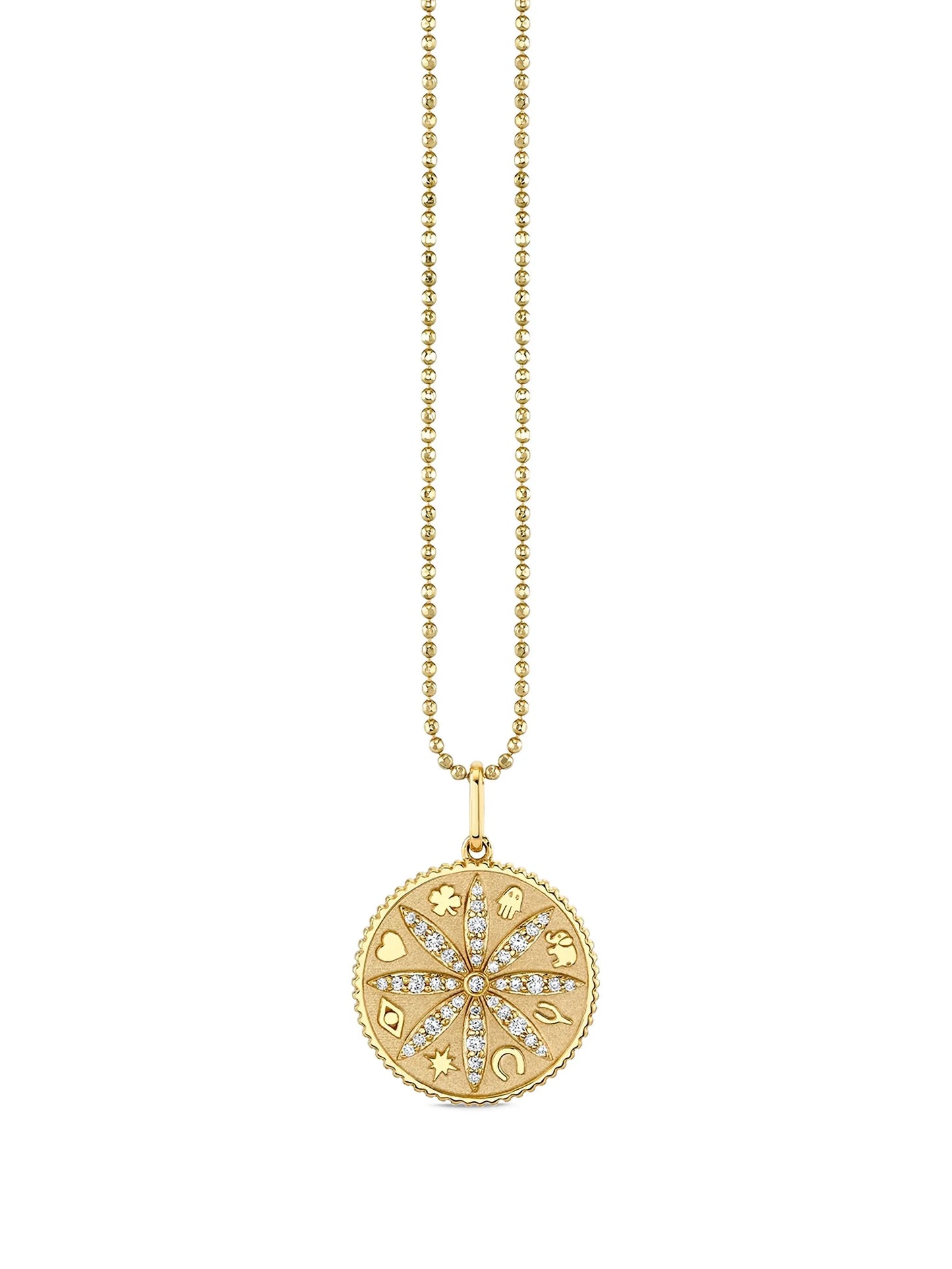 14K yellow gold small Sand Dollar diamond necklace