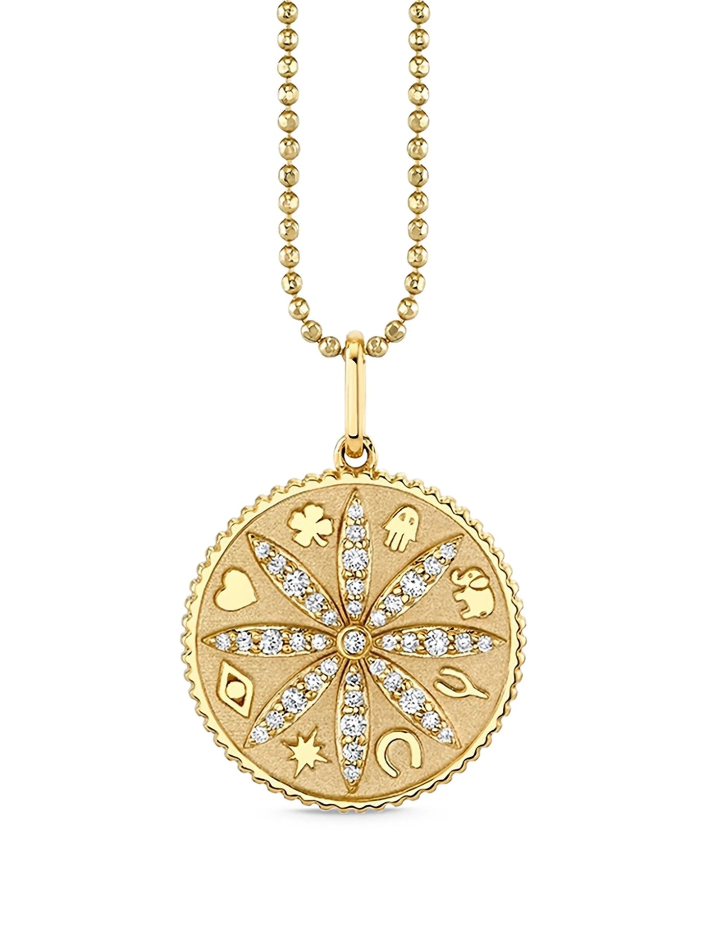 14K yellow gold small Sand Dollar diamond necklace
