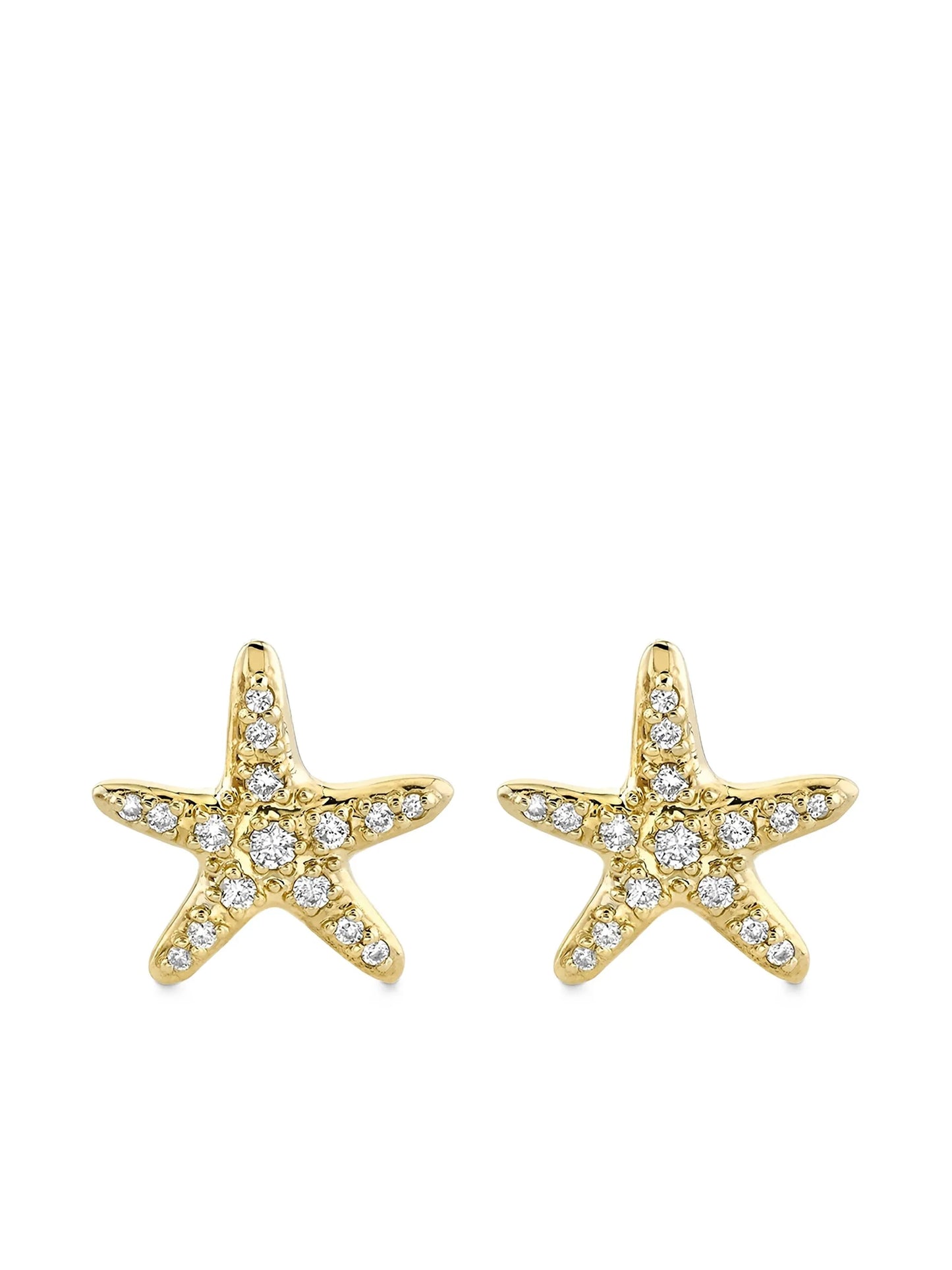 14K yellow gold Starfish diamond stud earrings