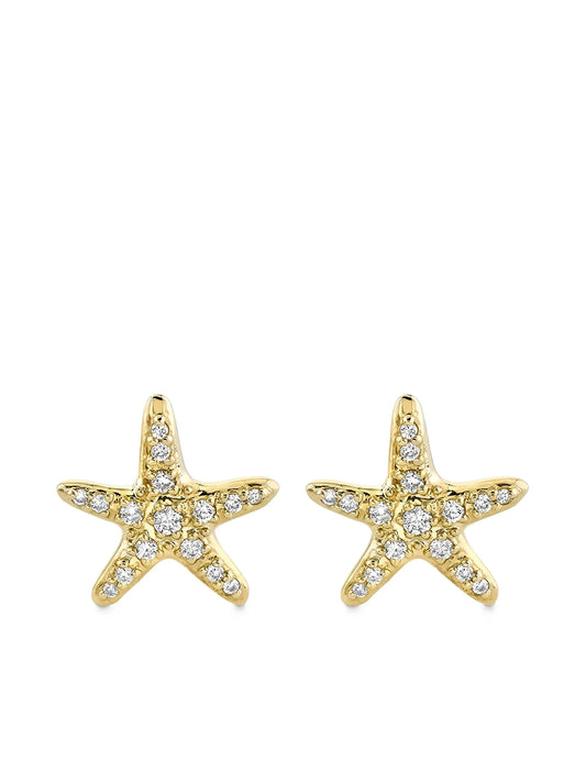 14K yellow gold Starfish diamond stud earrings