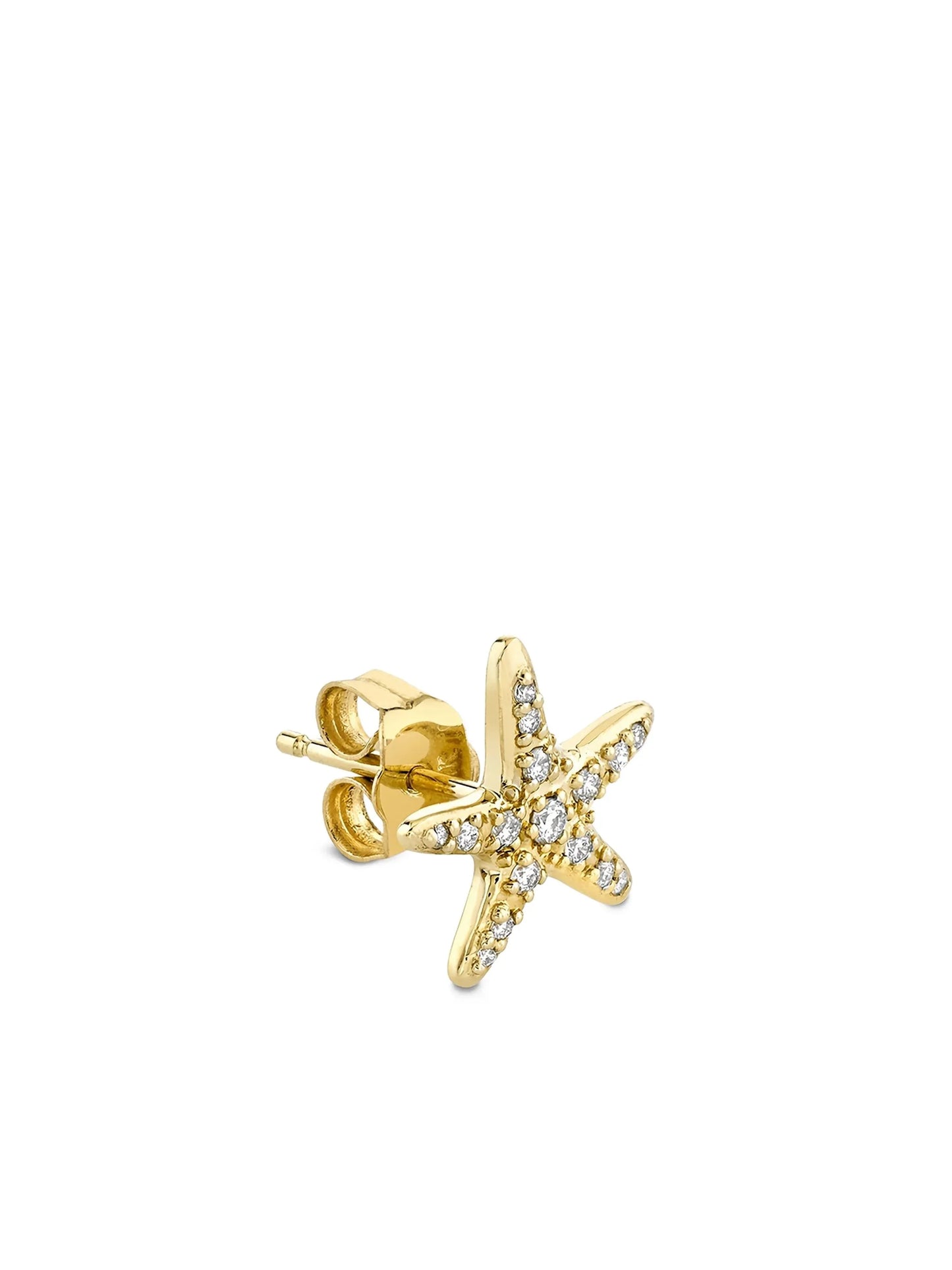 14K yellow gold Starfish diamond stud earrings