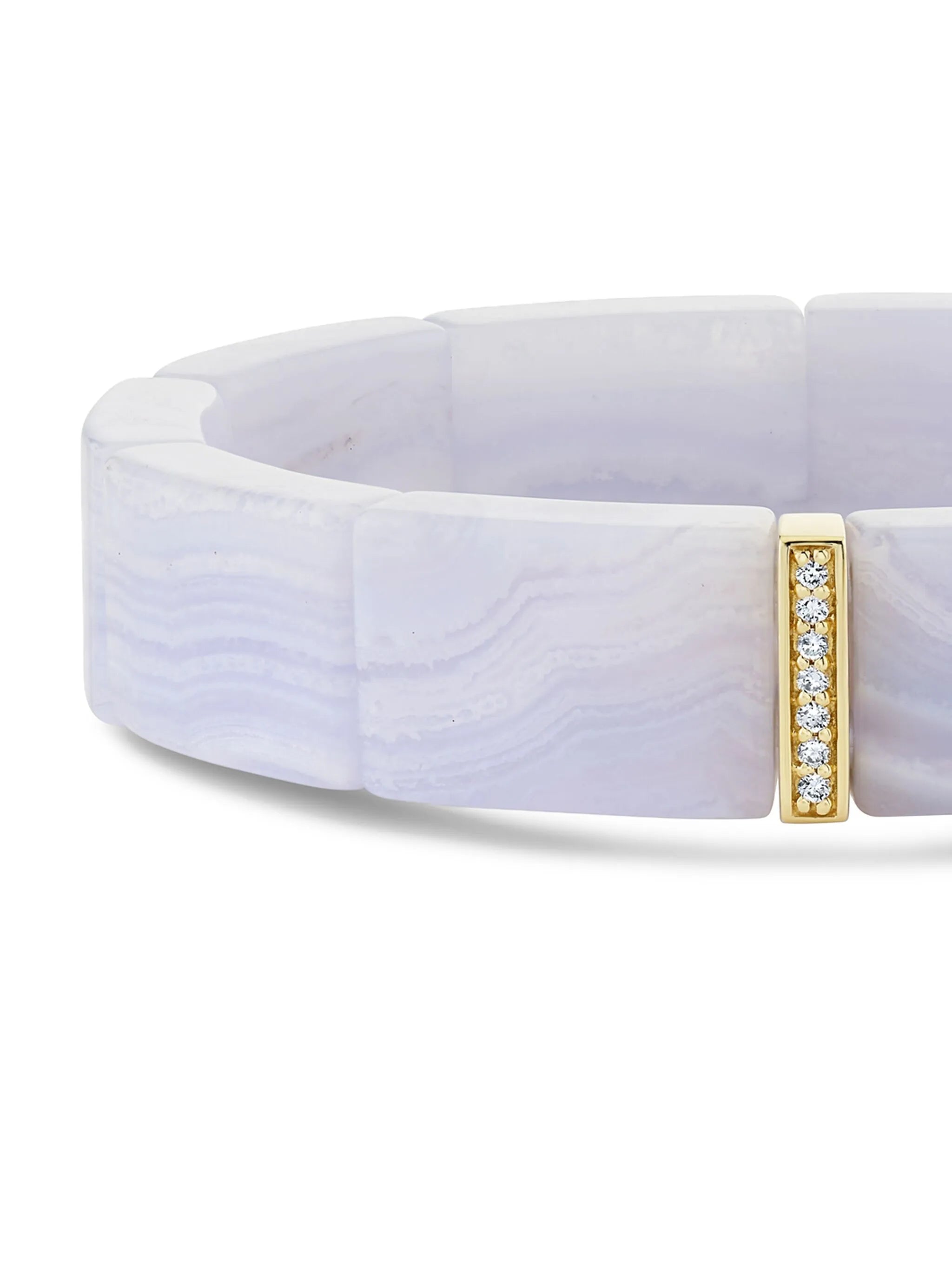 14K yellow gold small Single Row aquamarine and diamond bracelet