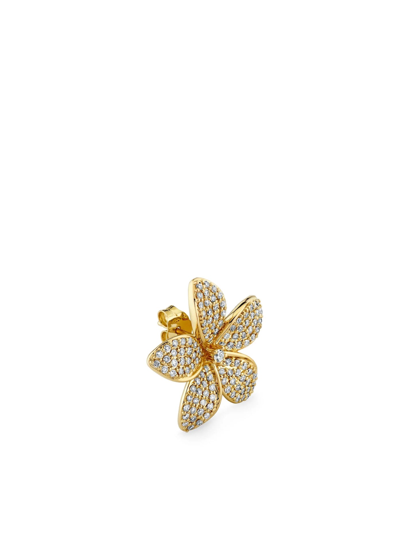 14K yellow gold Plumeria diamond stud earrings