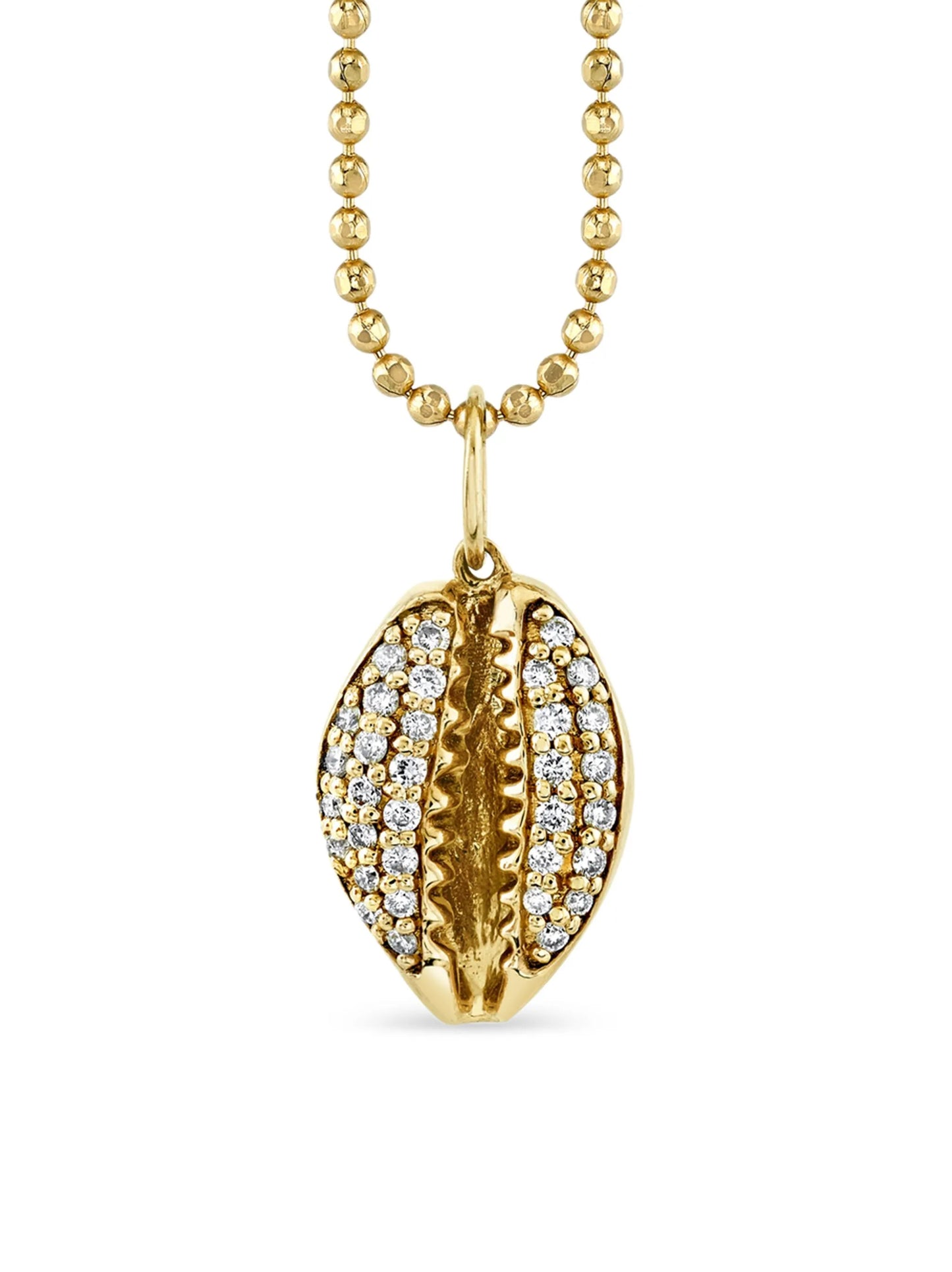 14K yello gold Cowrie Shell diamond necklace
