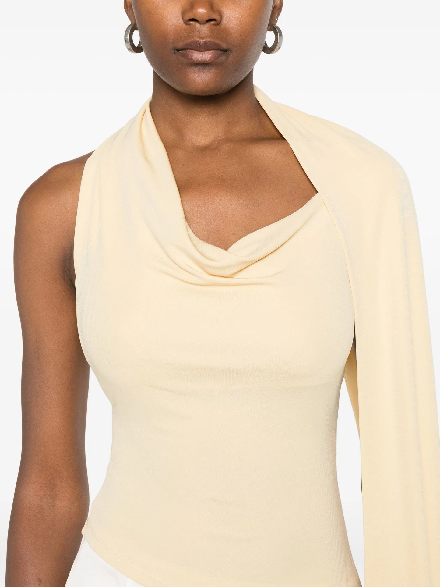 asymmetric draped-detail blouse