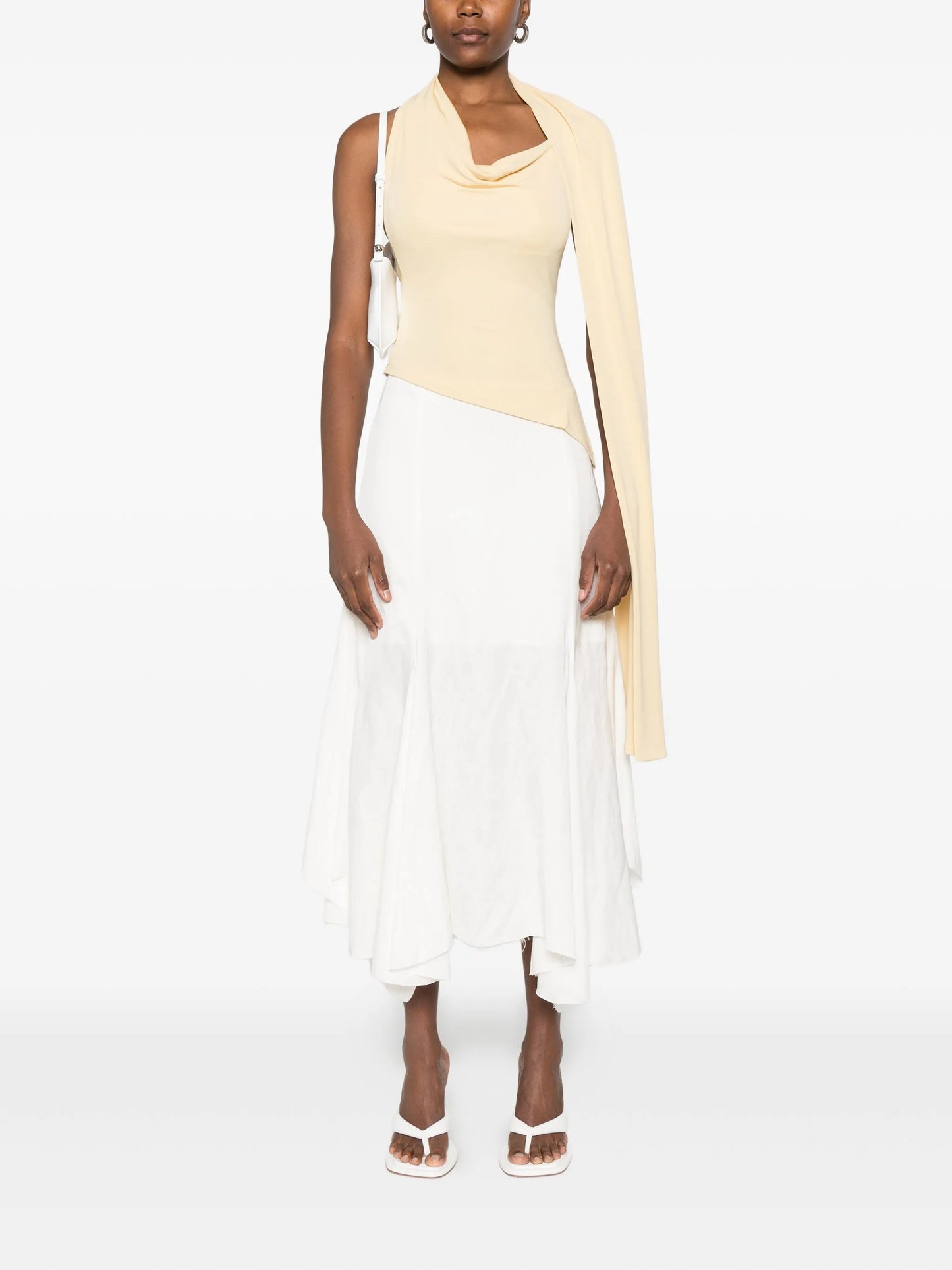 asymmetric draped-detail blouse