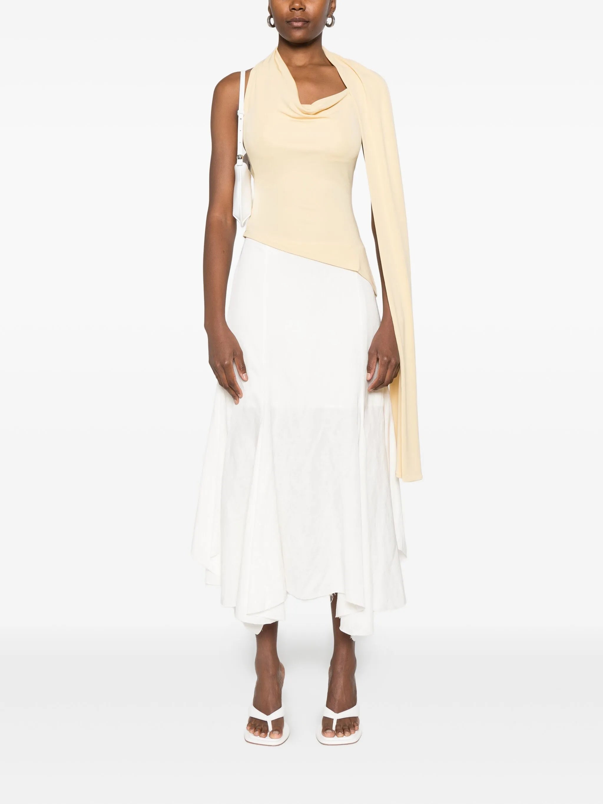 asymmetric draped-detail blouse