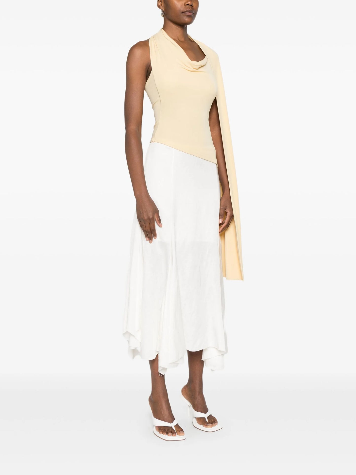 asymmetric draped-detail blouse