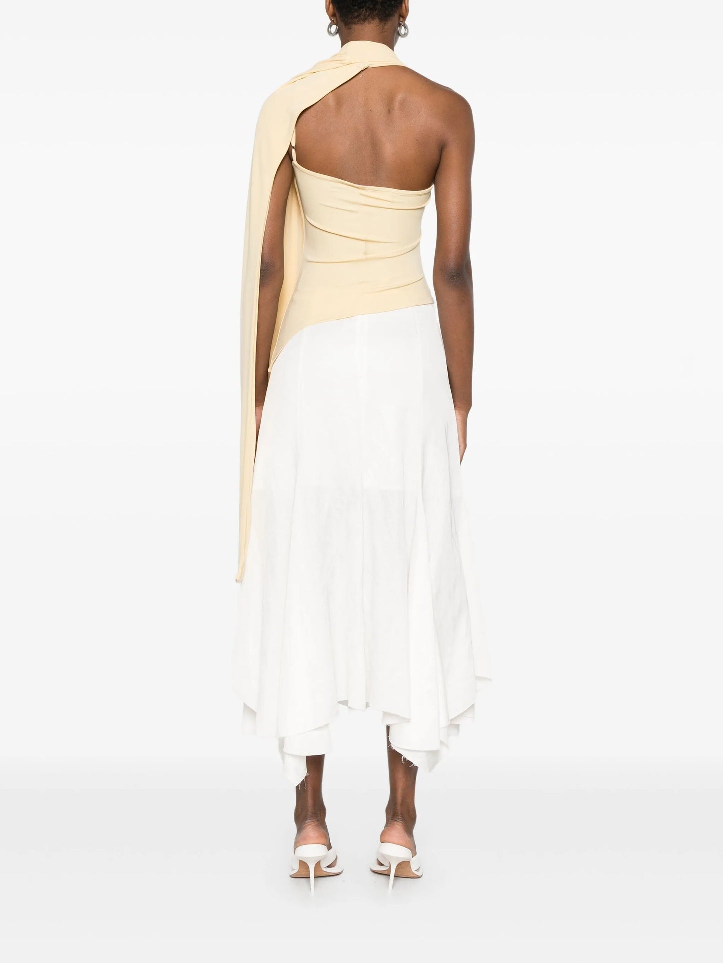 asymmetric draped-detail blouse