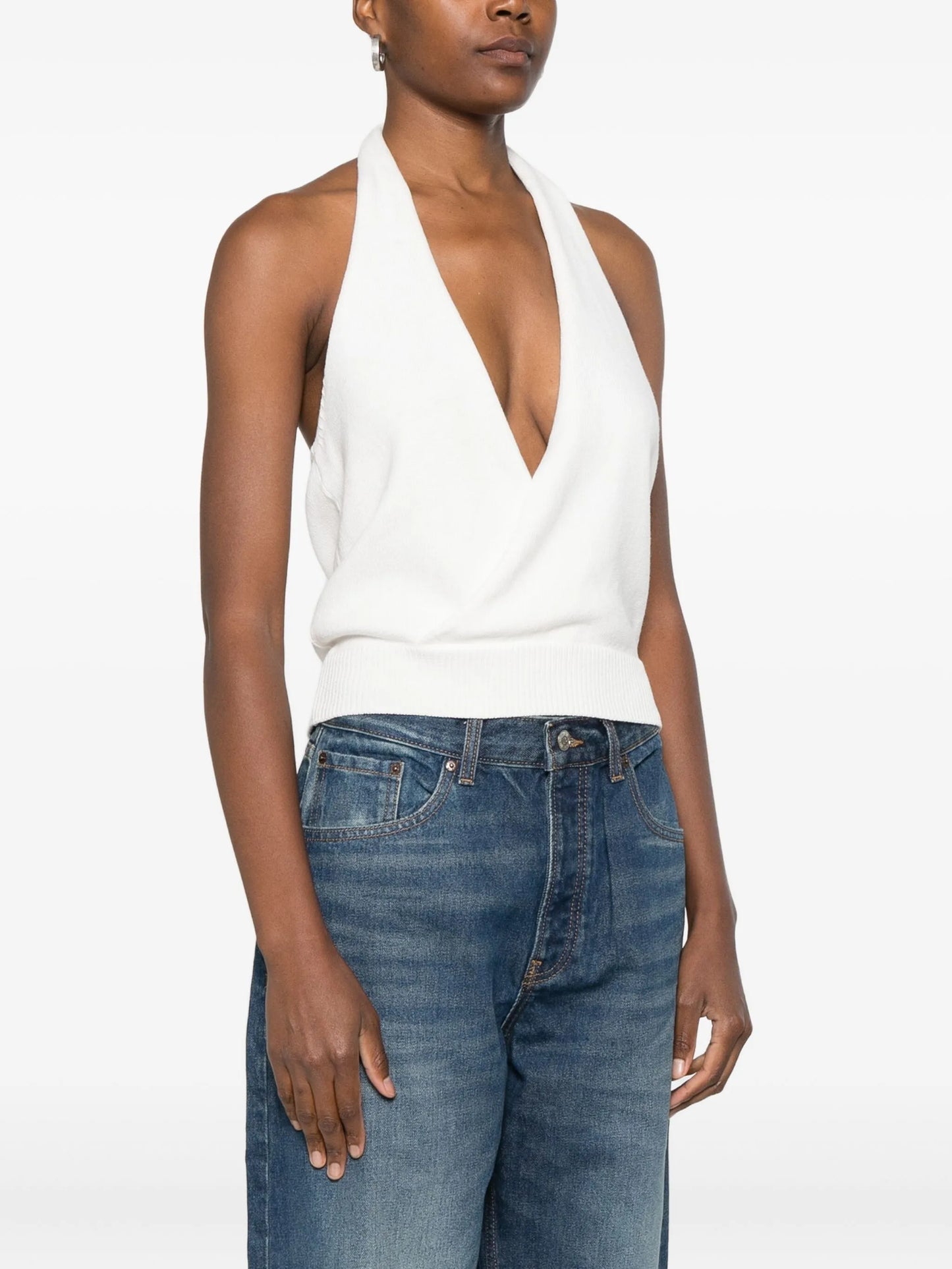 halterneck knitted tank top