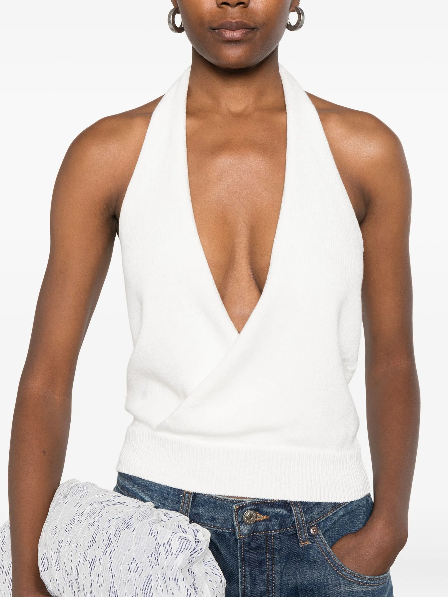 halterneck knitted tank top