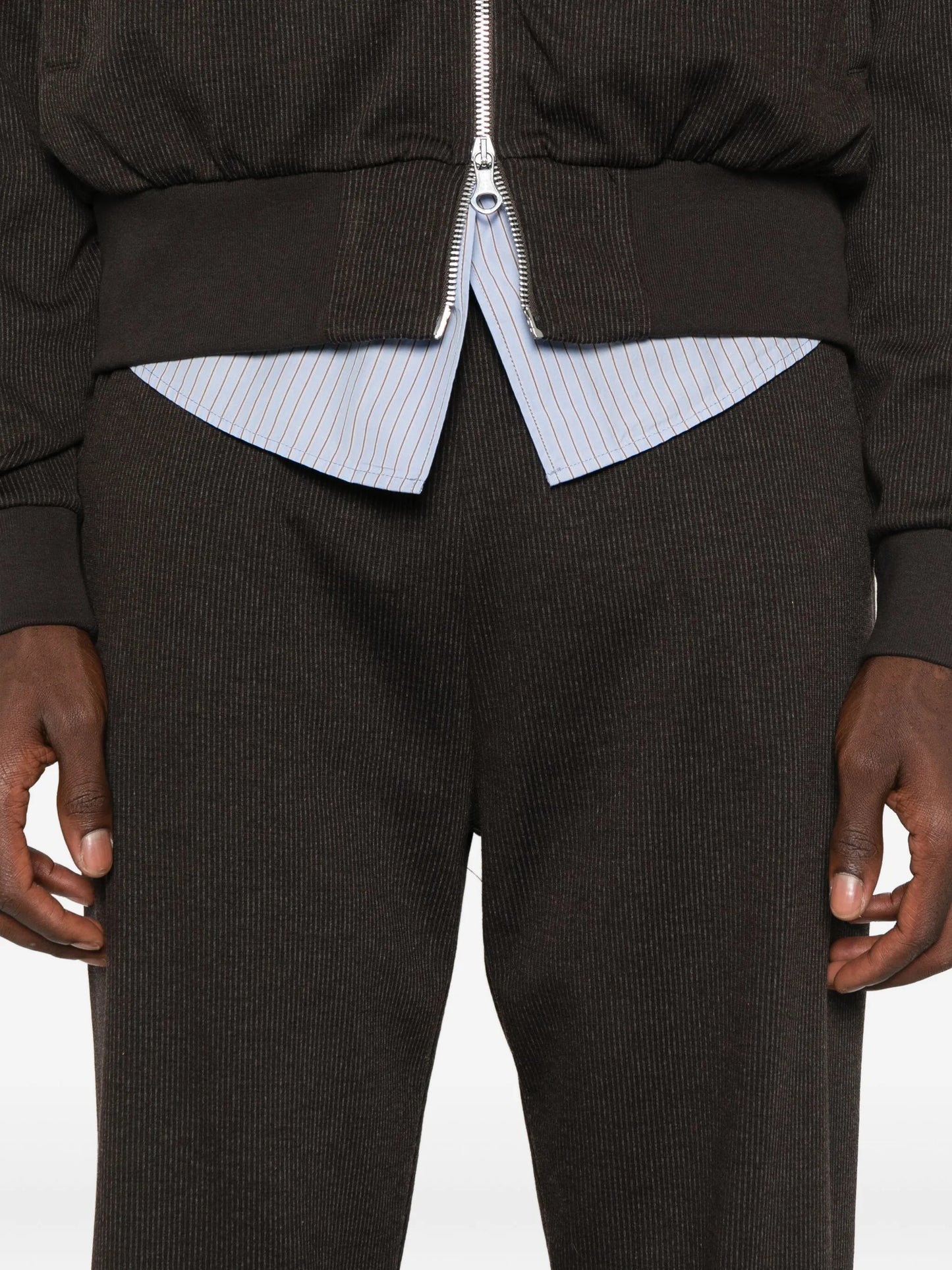 pinstripe-pattern trousers