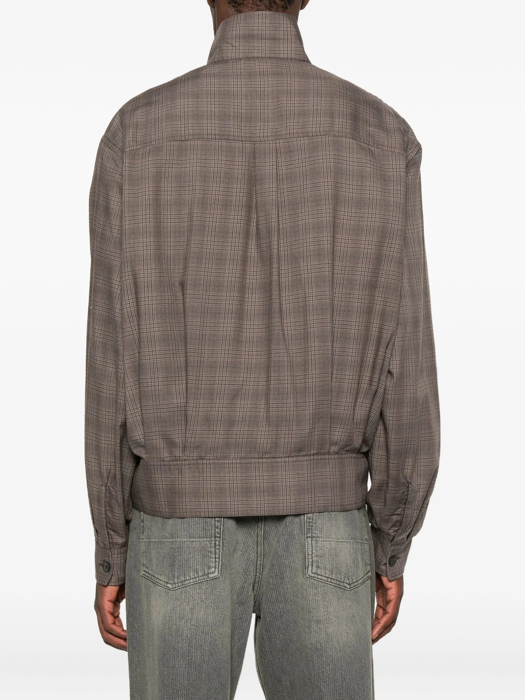 Glen plaid-pattern bomber jacket