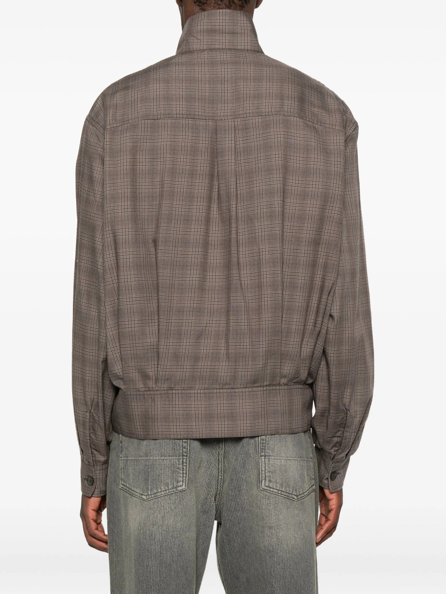 Glen plaid-pattern bomber jacket