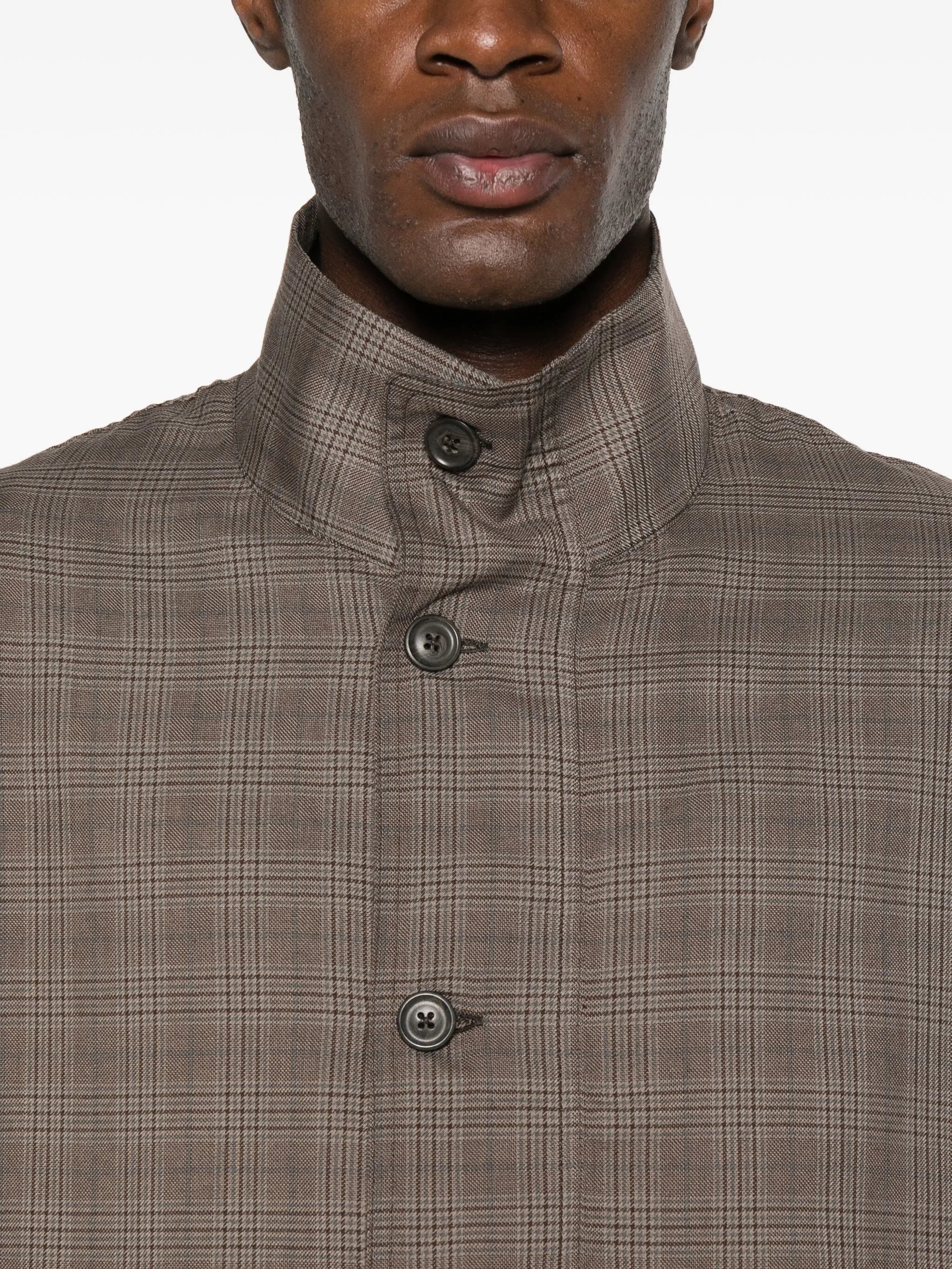 Glen plaid-pattern bomber jacket