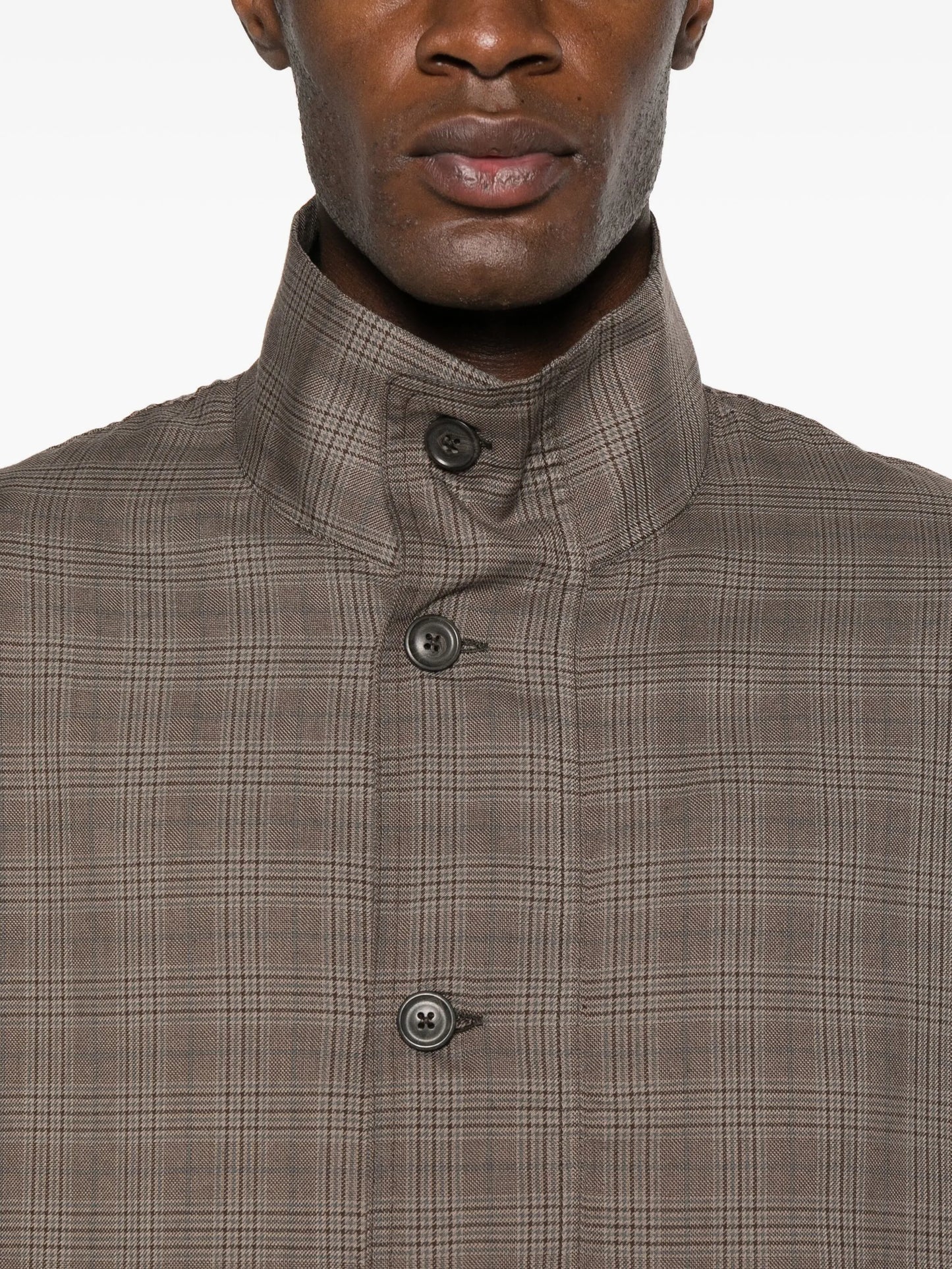 Glen plaid-pattern bomber jacket