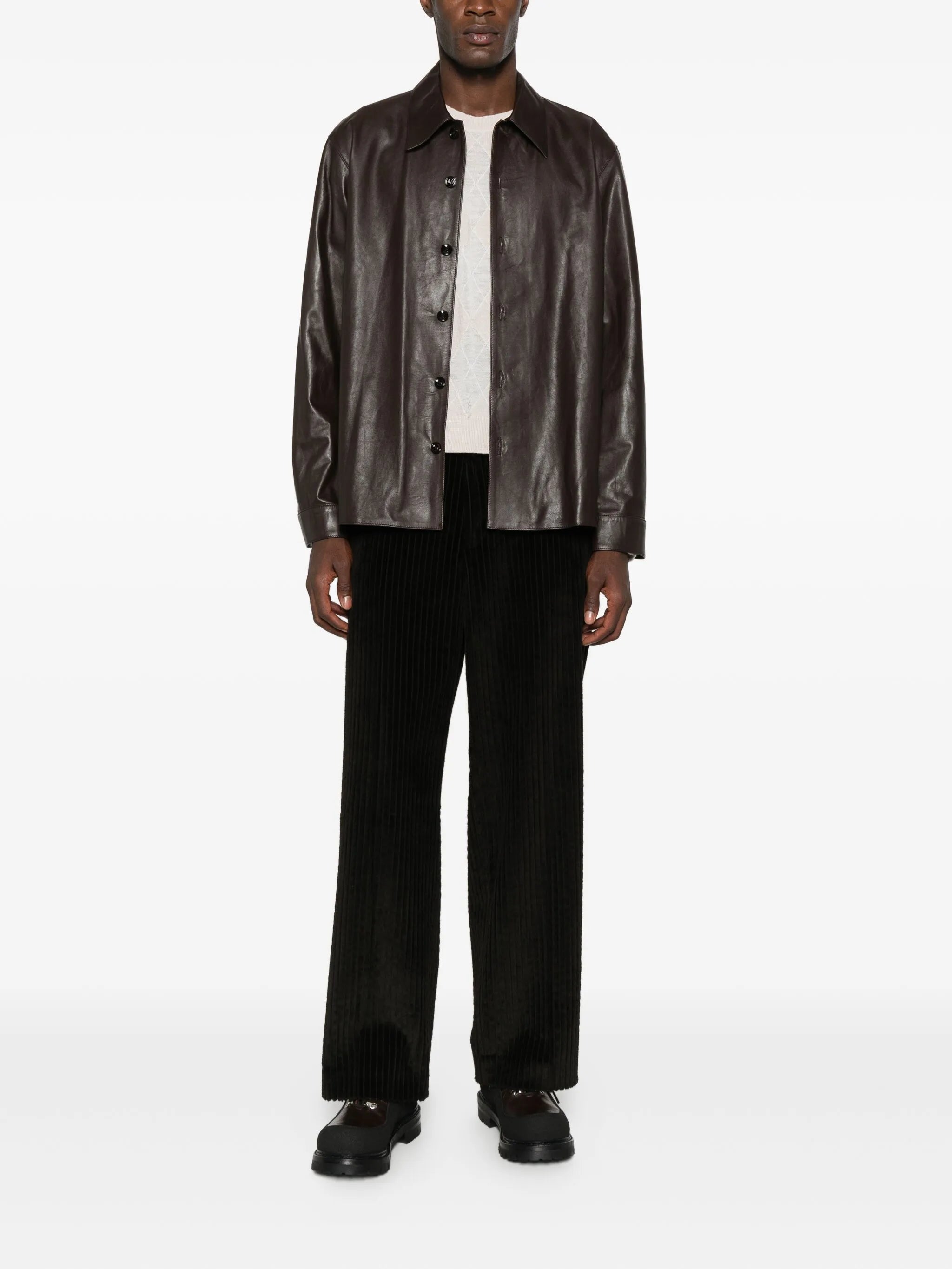 leather shirt jacket