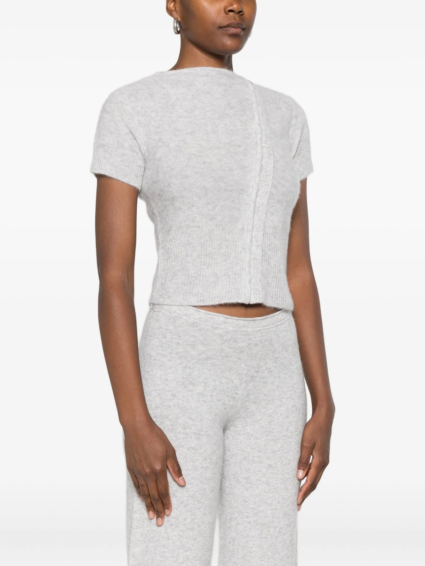 zip-up knitted T-shirt