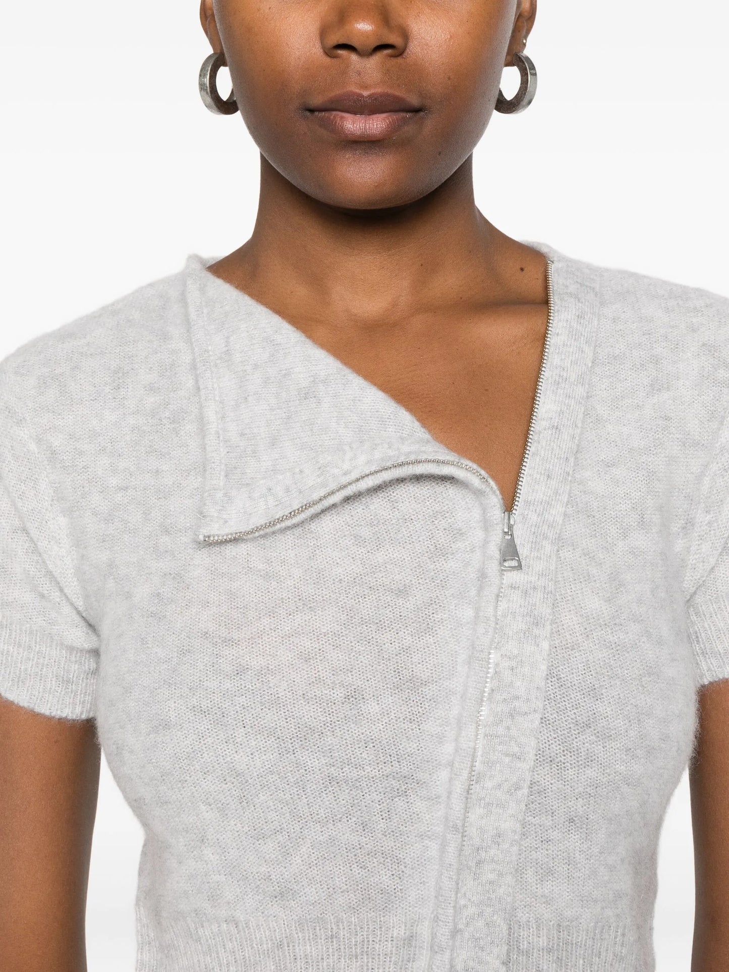 zip-up knitted T-shirt
