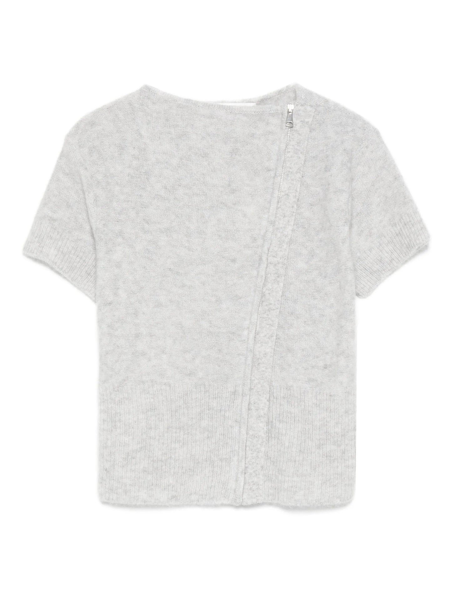 zip-up knitted T-shirt