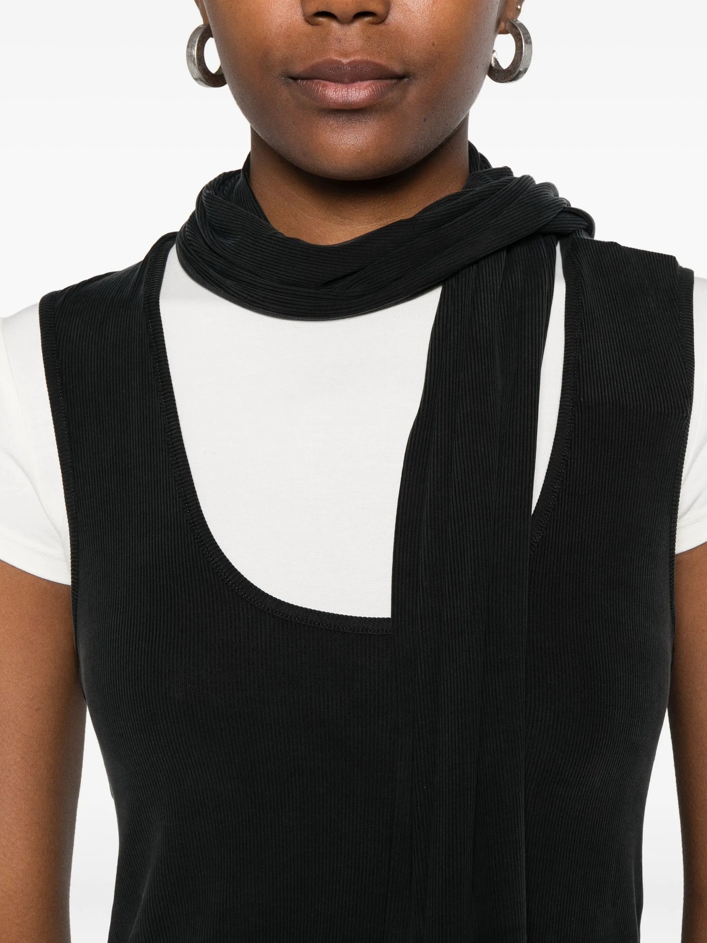 scarf-detail scoop-neck blouse