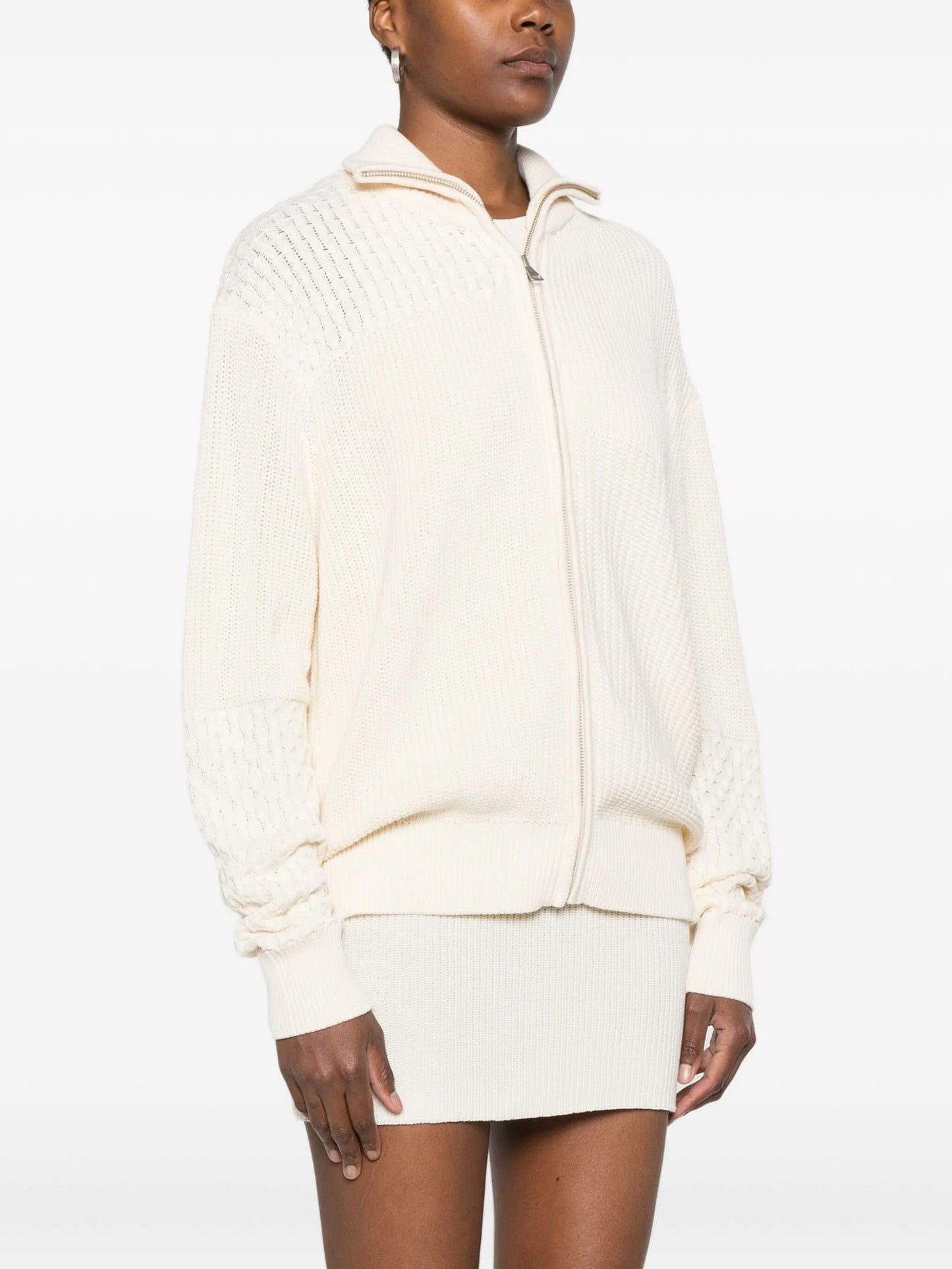 patterned-jacquard cardigan