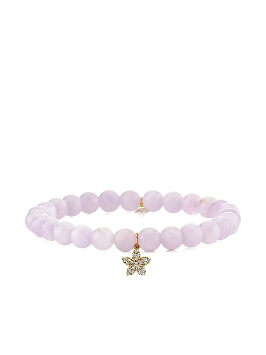 14K yellow gold small Plumeria diamond bracelet