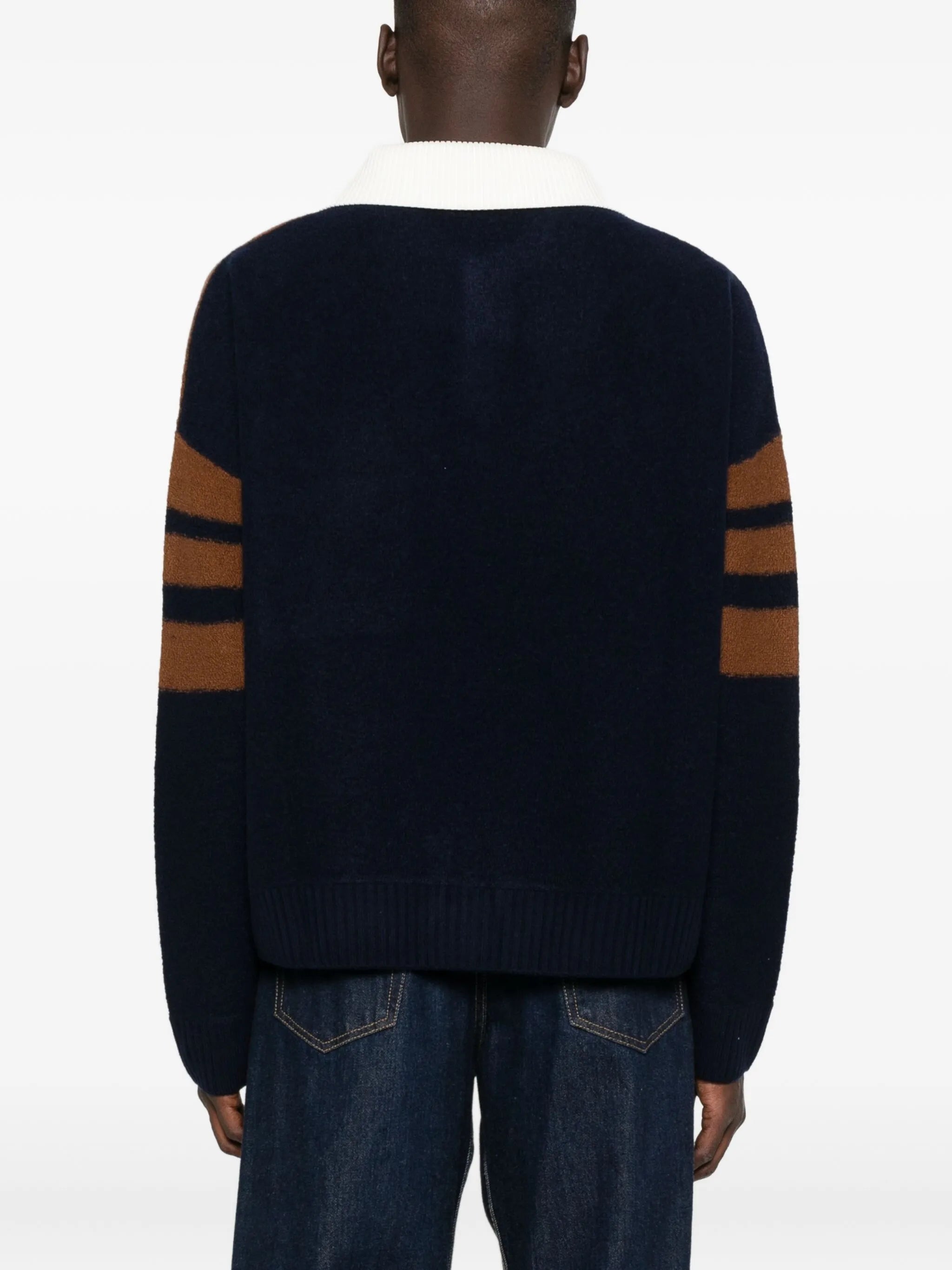 striped polo-neck sweater