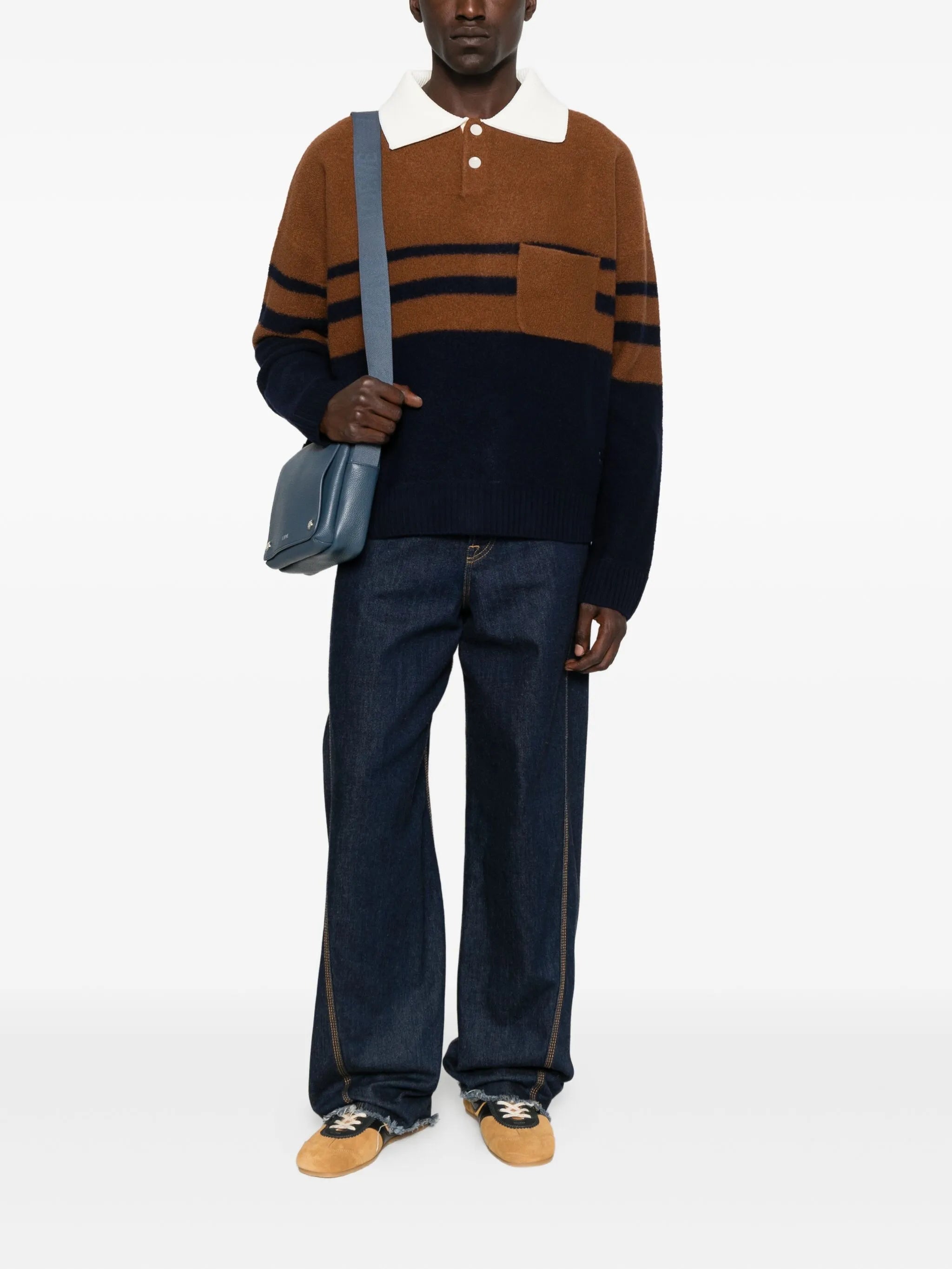 striped polo-neck sweater