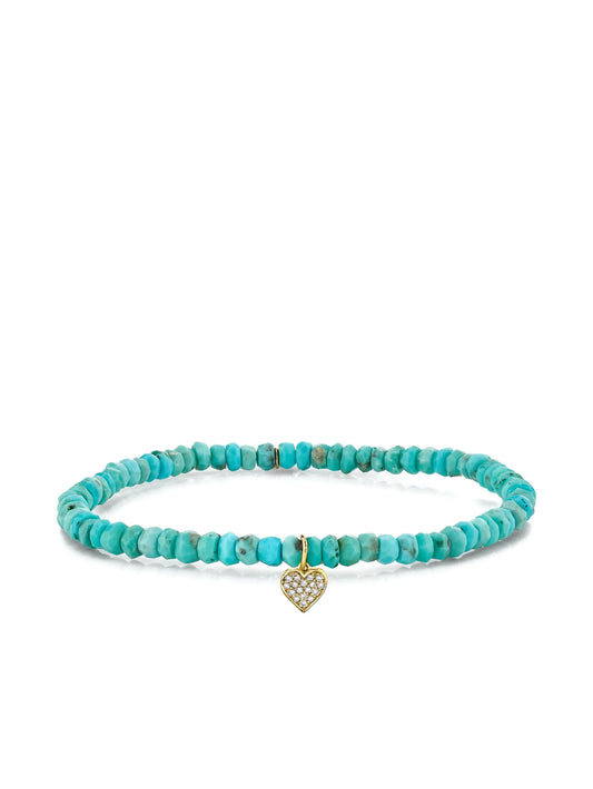14K yellow gold Baby Heart turquoise and diamond bracelet