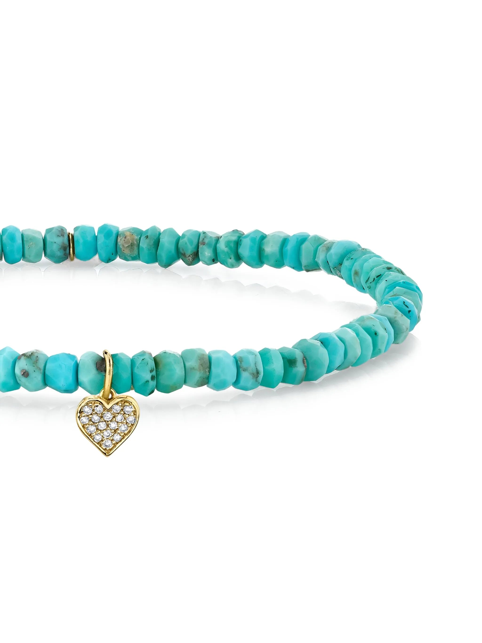 14K yellow gold Baby Heart turquoise and diamond bracelet