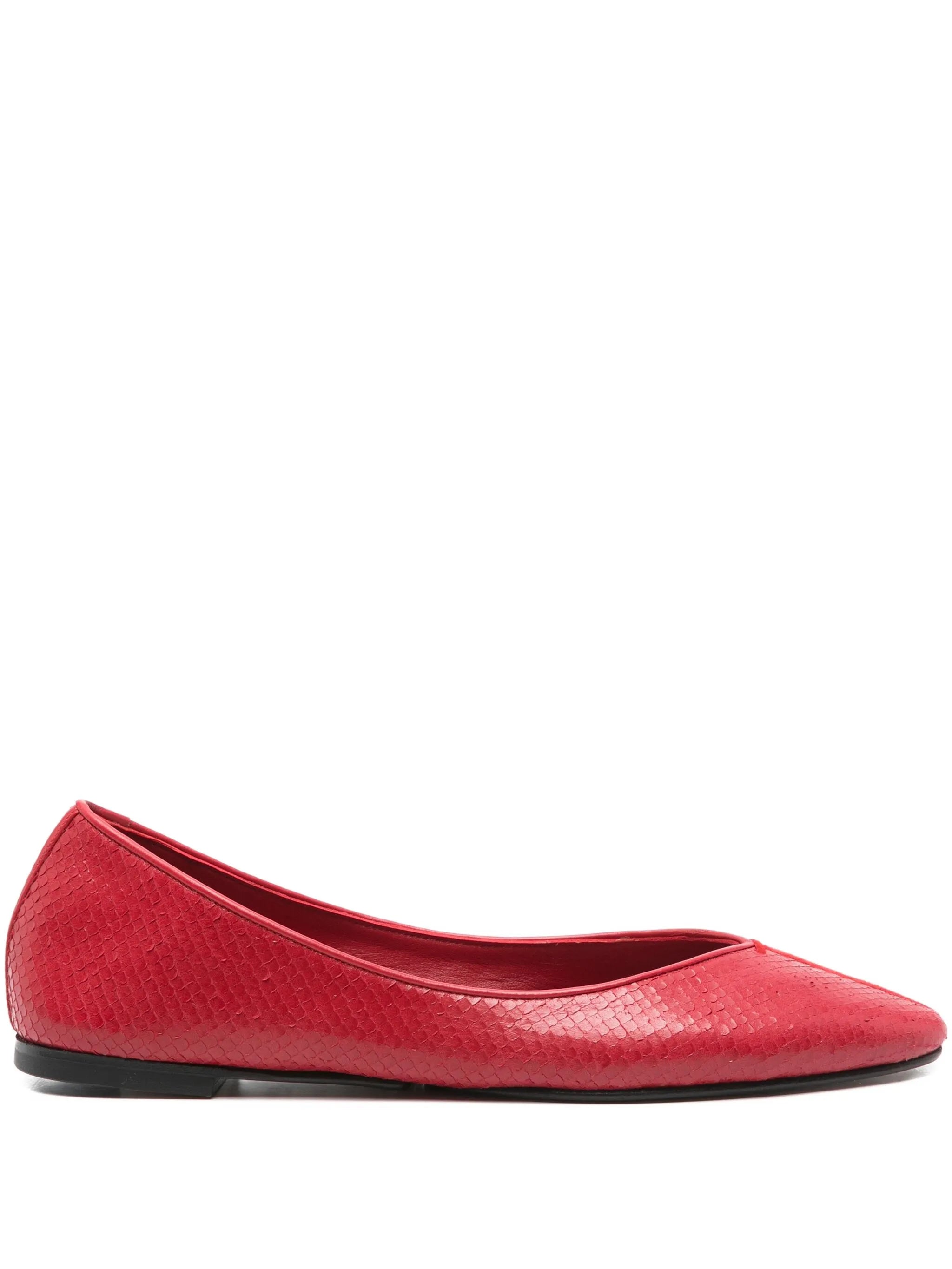 leather snakeskin ballet flats