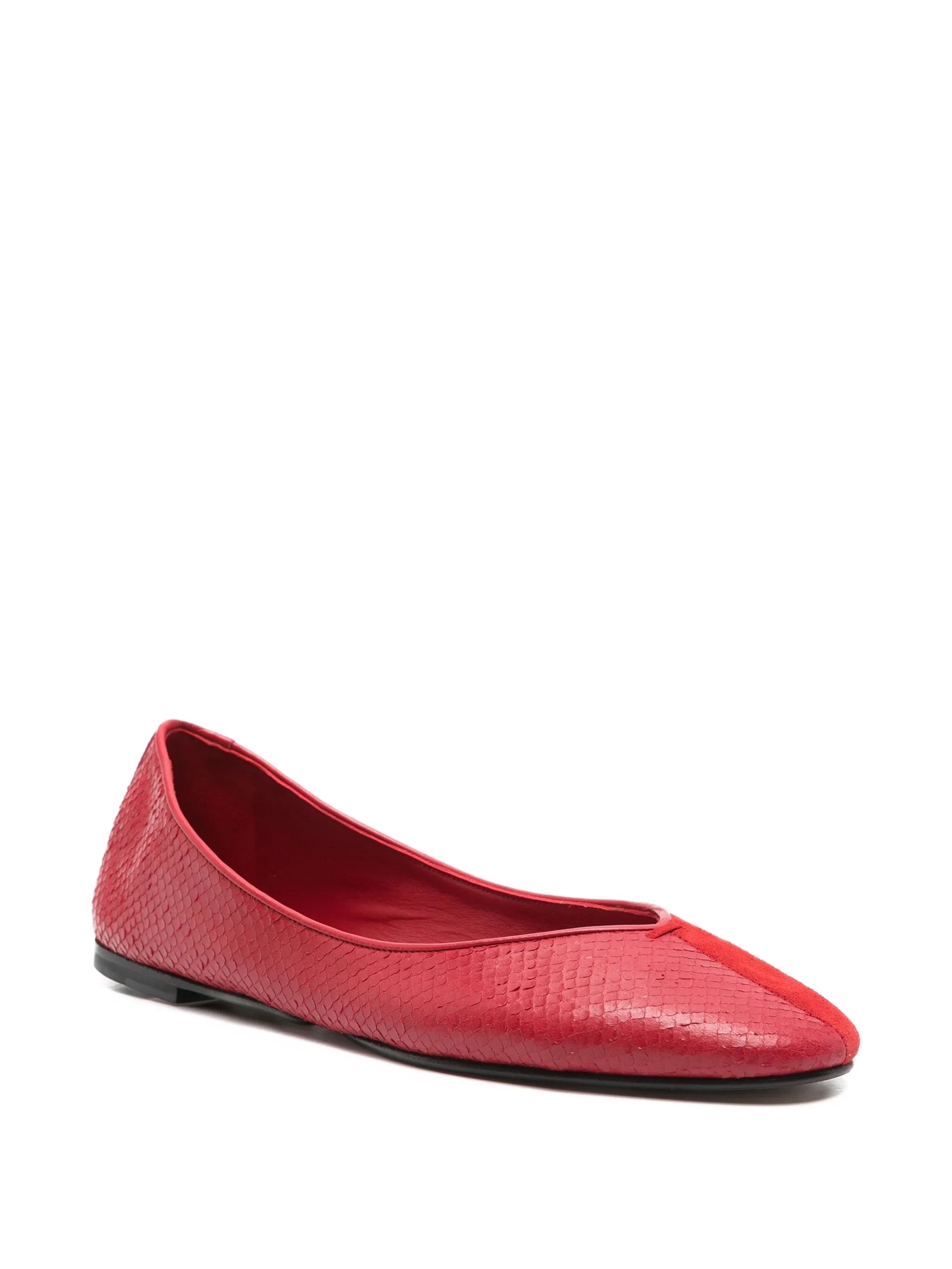 leather snakeskin ballet flats