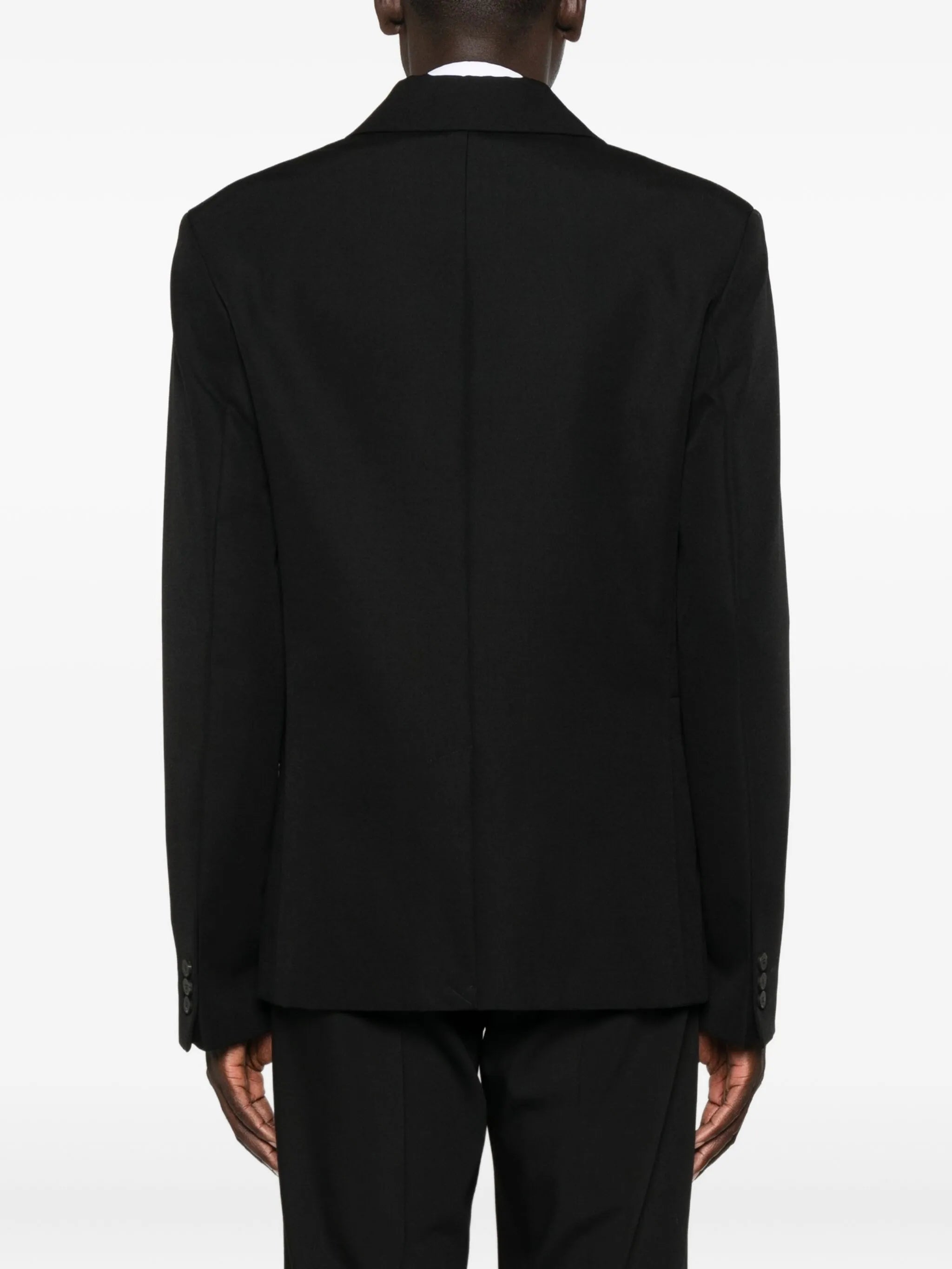 buttoned collarless blazer