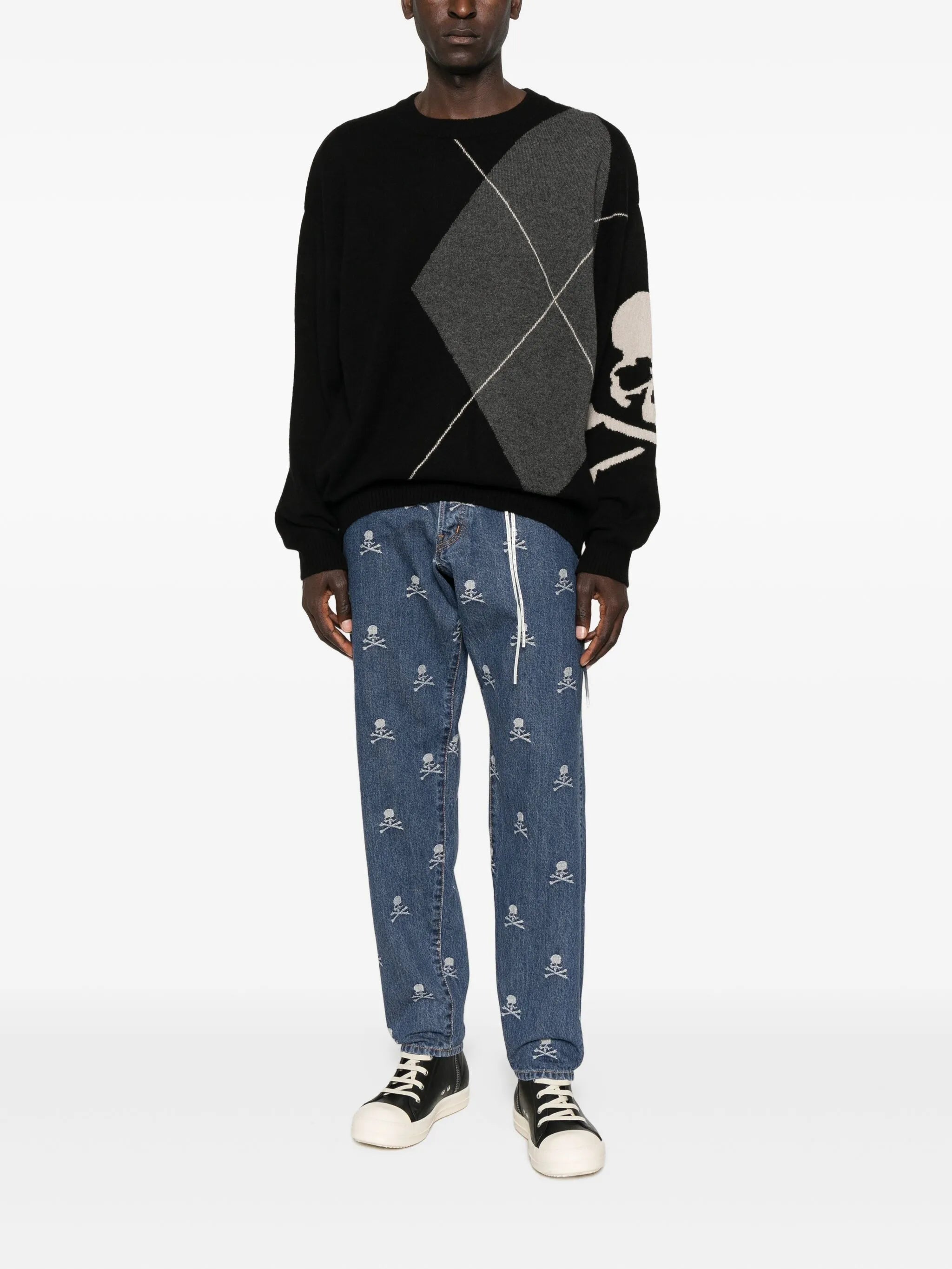 argyle skull sweater