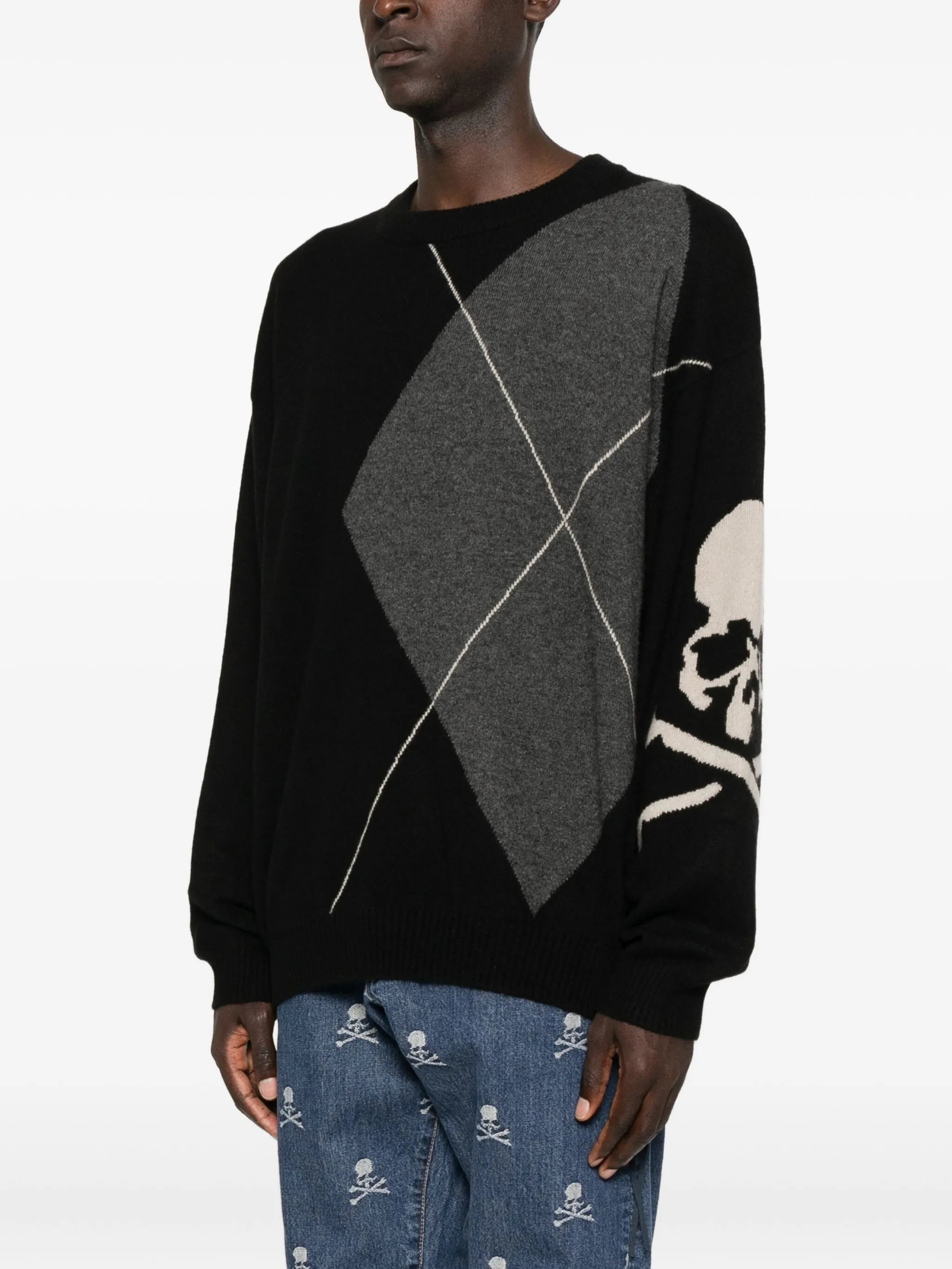 argyle skull sweater