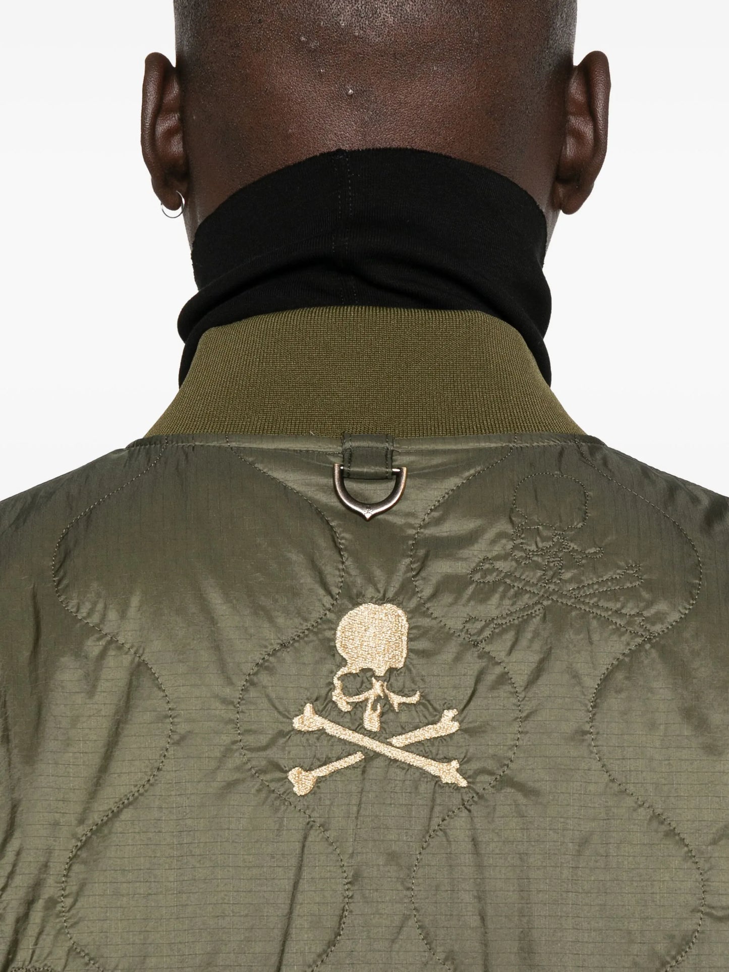 logo-embroidered quilted jacket