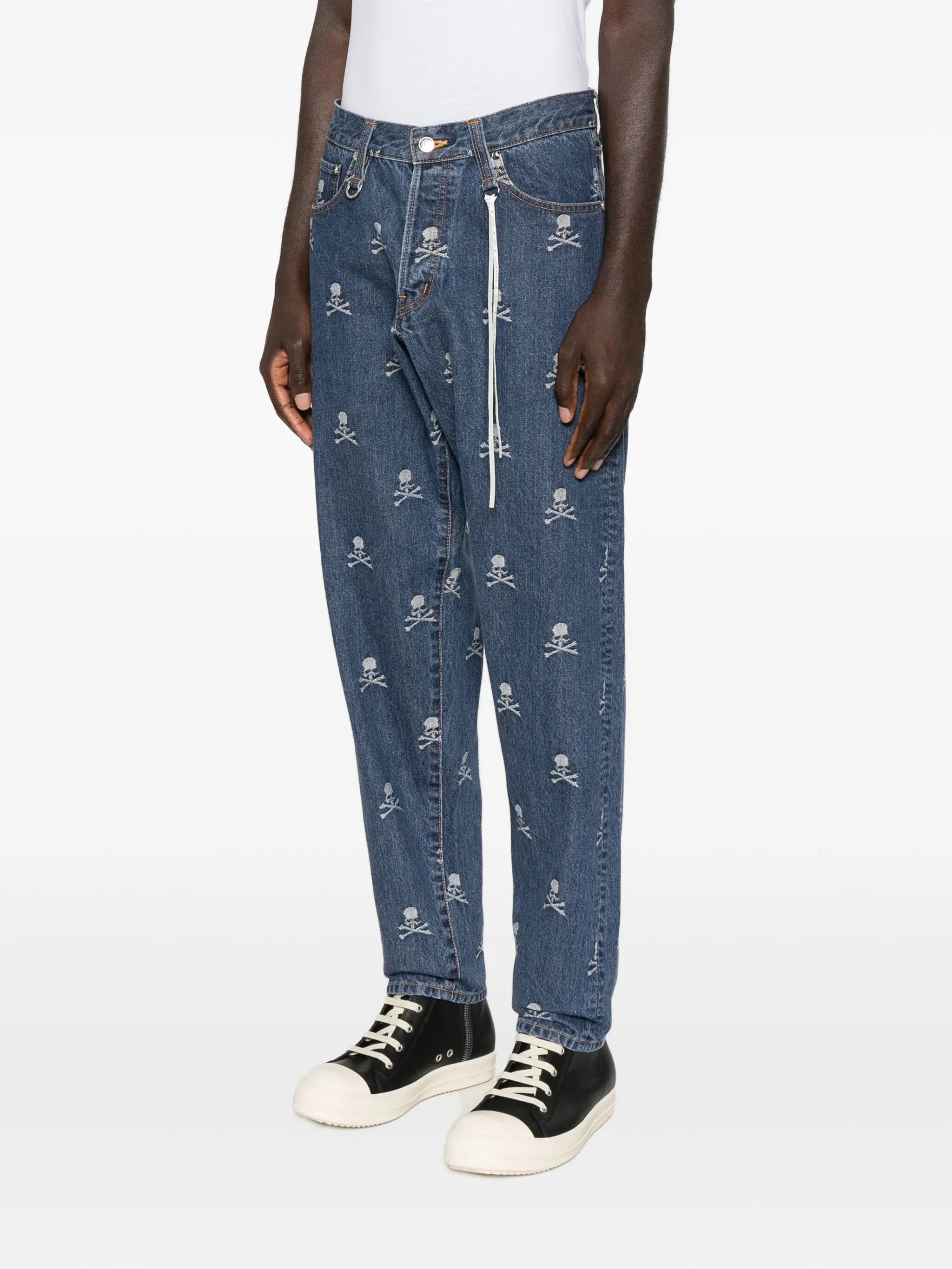 skull-embroidered jeans
