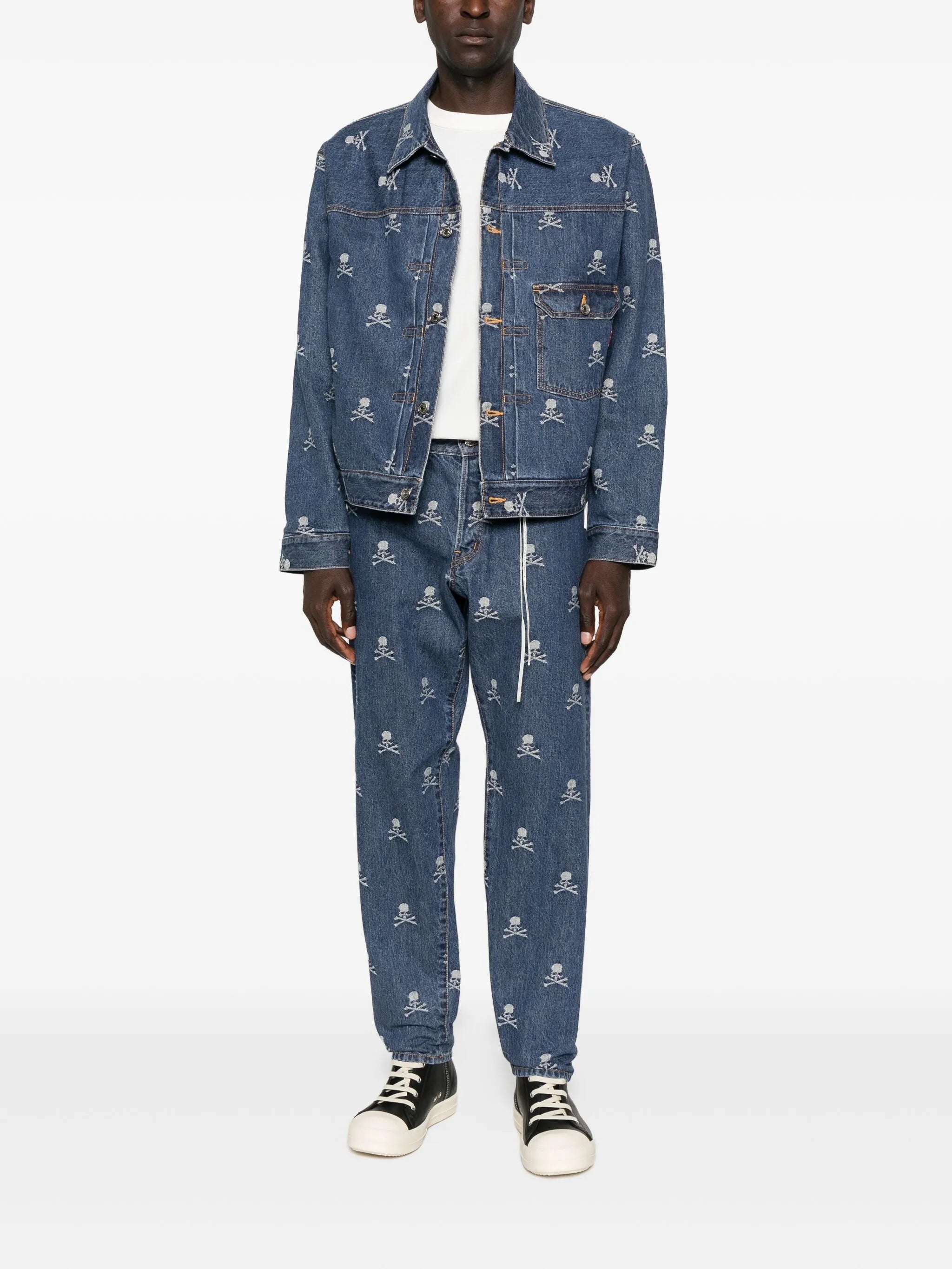 skull-embroidered jeans