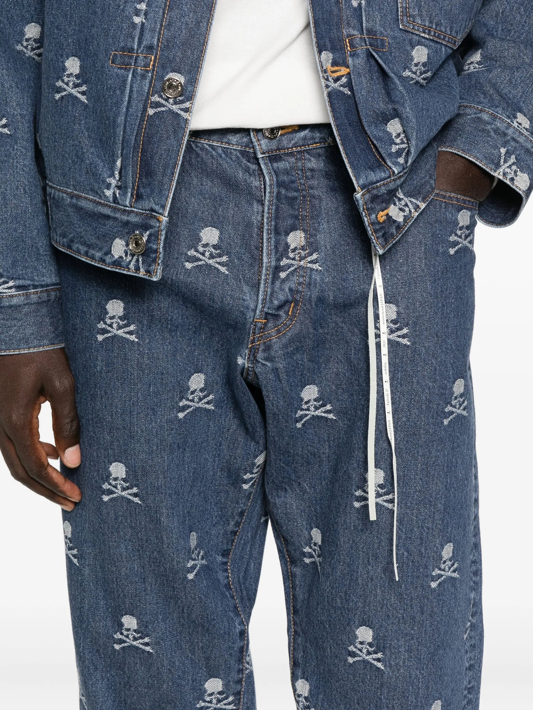 skull-embroidered jeans
